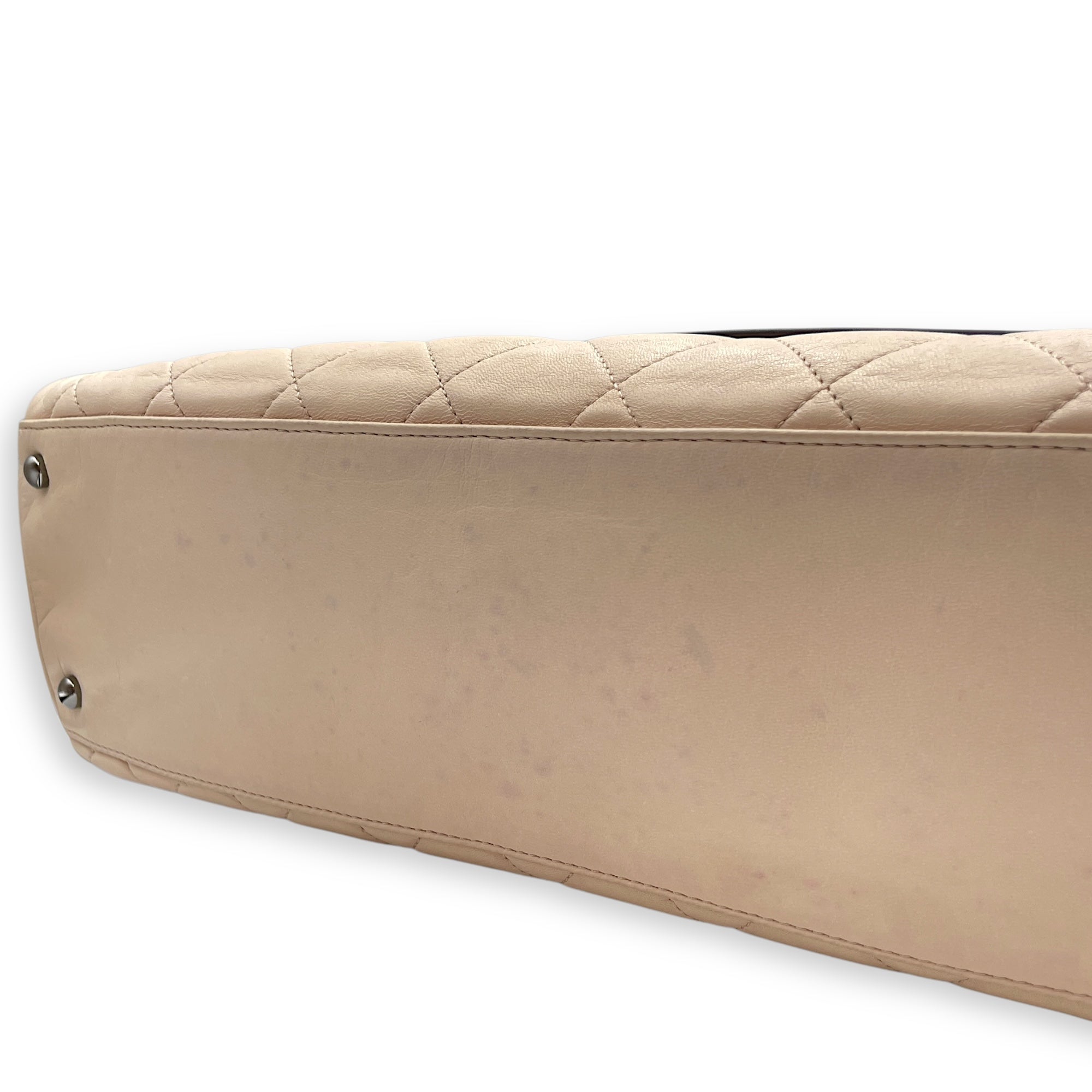 Two Tone Mademoiselle Lock Flap Beige Sholder bag in Lambskin, Silver hardware - Image 10