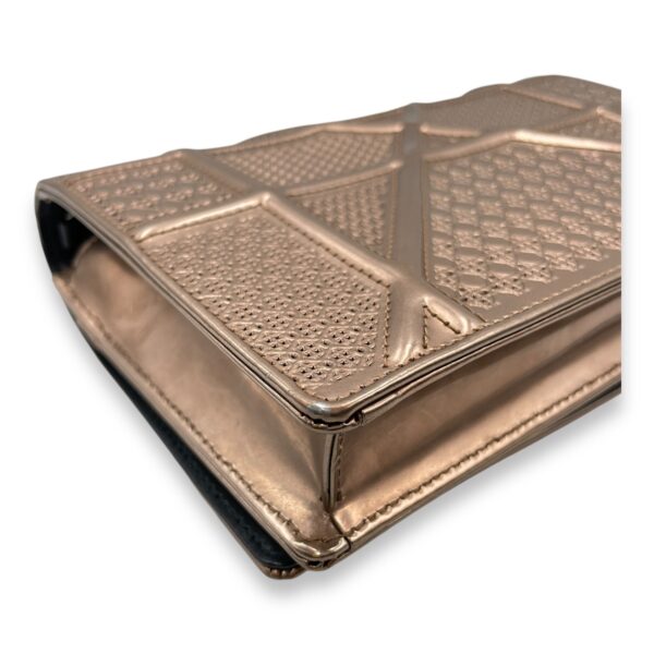 Cannage Micro Gold Wallet on Chain in Metallic Patent Leather, Silver hardware - Image 9
