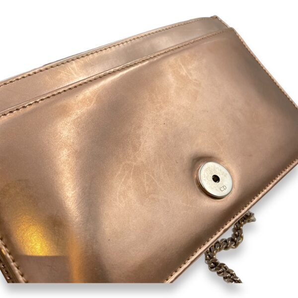 Cannage Micro Gold Wallet on Chain in Metallic Patent Leather, Silver hardware - Image 12
