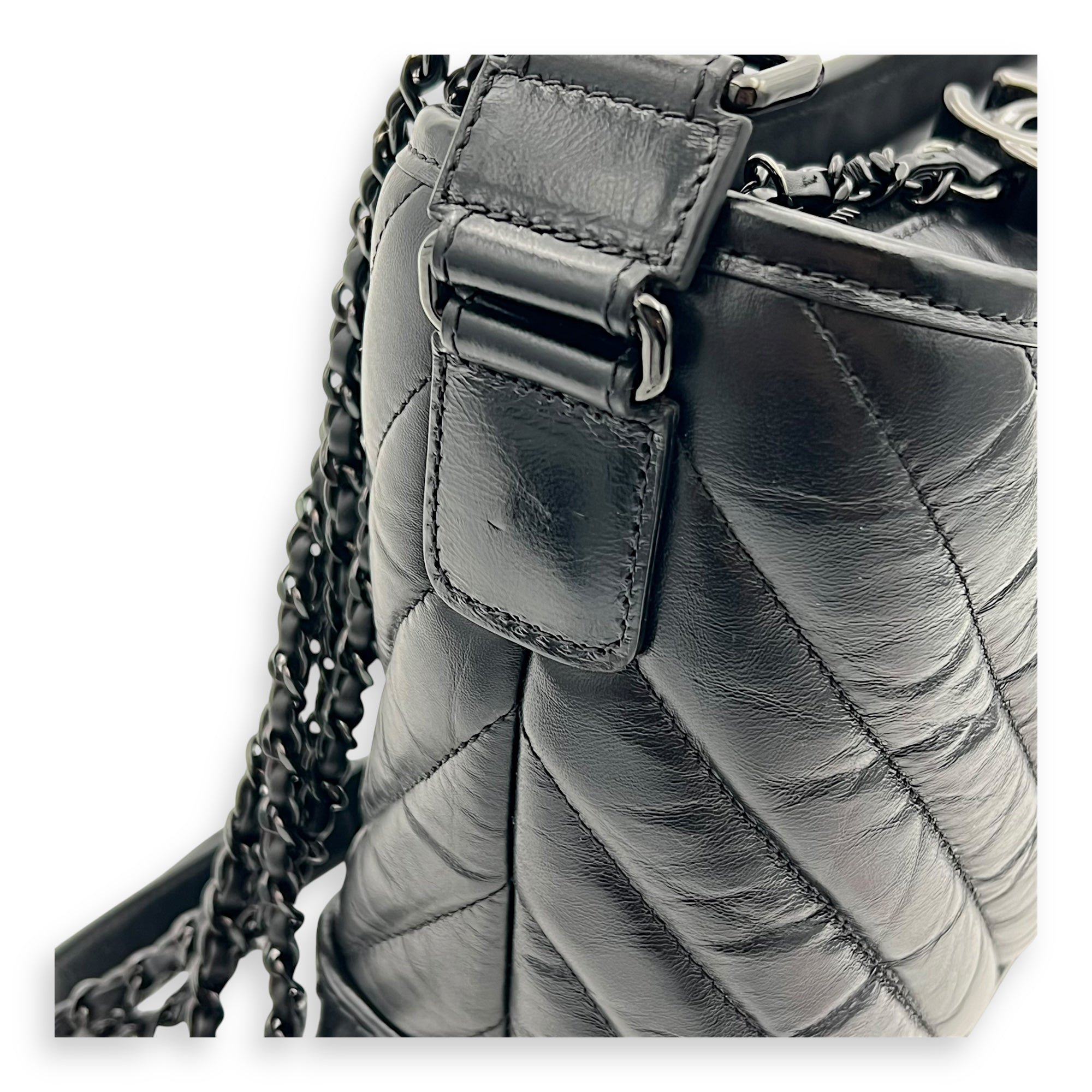 Gabrielle Large Black Shoulder Bag in Calfskin, So Black hardware - Image 7