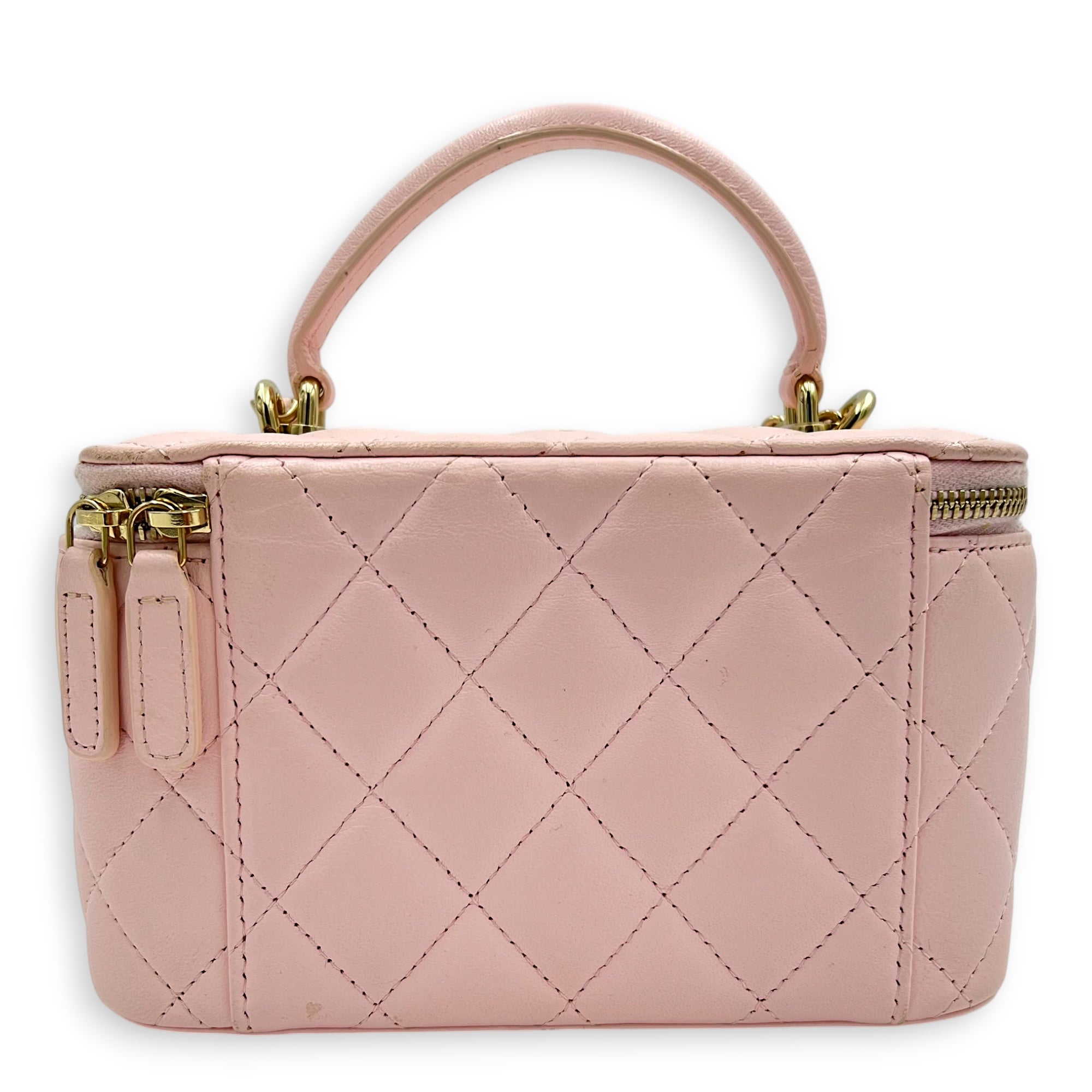 Vanity Crossbody Bag Pink in Lambskin, Gold hardware - Image 3