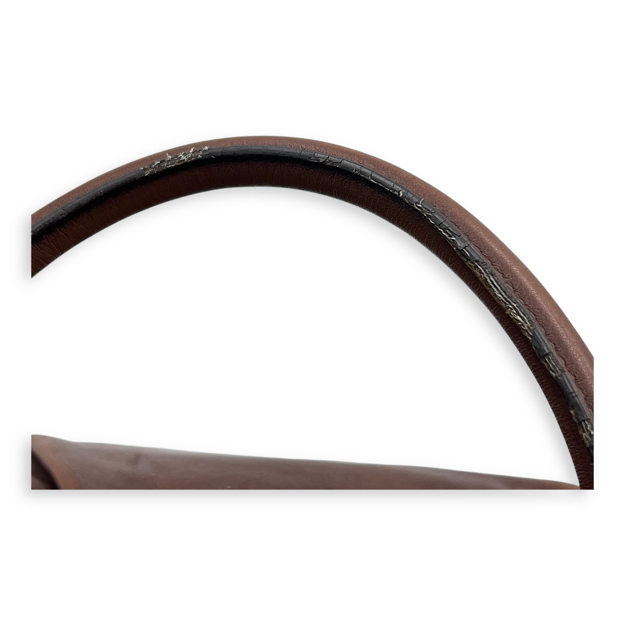 Logo Top Handle Bag Brown in Calfskin, Gold hardware - Image 16