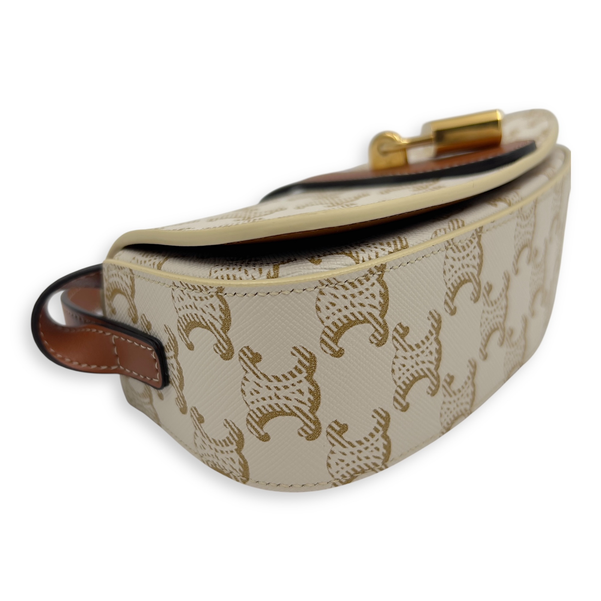 Tabou Shoulder Bag White in Coated Canvas, Gold hardware - Image 8