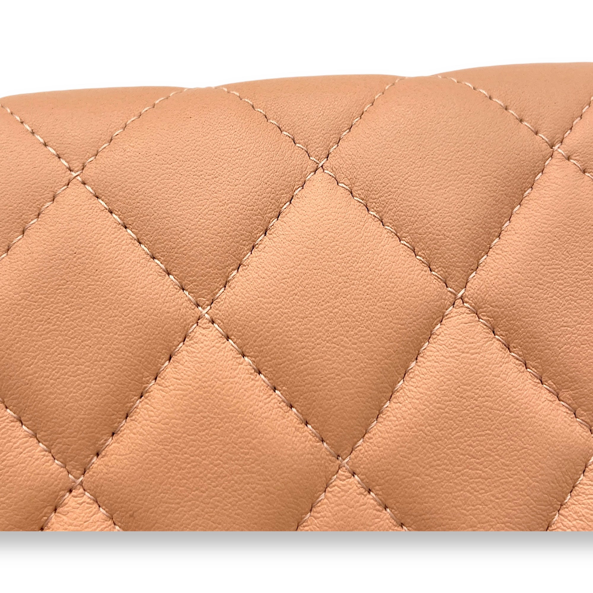 Chain Clutch Mini Beige Crossbody Bag in Lambskin, Gold hardware - Image 8