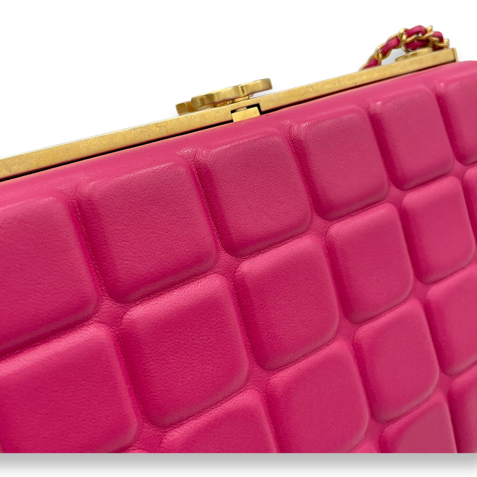 Choco Bar Pink Vanity Bag in Lambskin, Gold hardware - Image 12