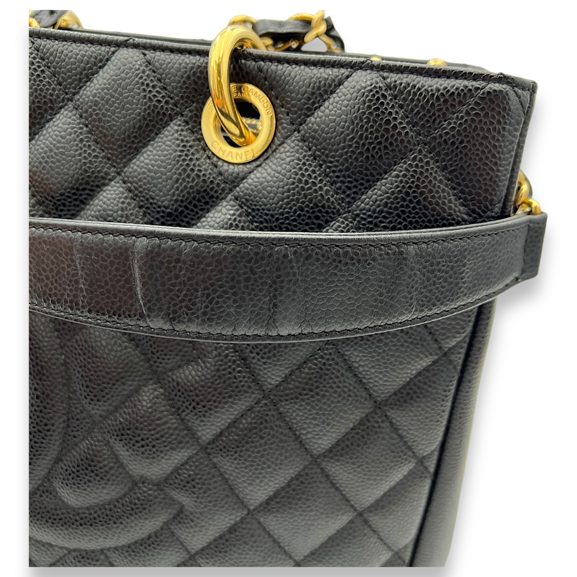 GST Black Tote Bag in Caviar Leather, Gold hardware - Image 10
