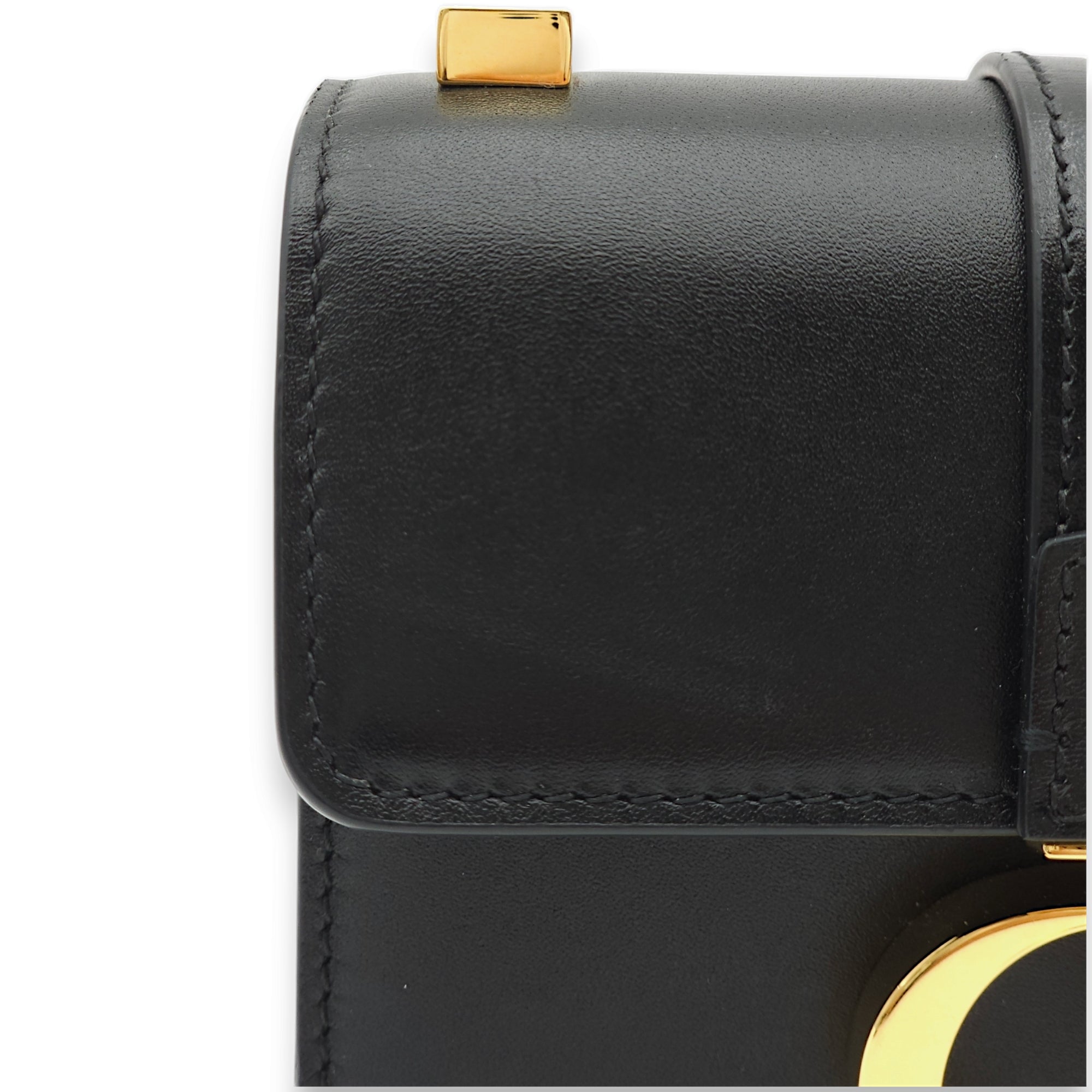 30 Montaigne Micro Black Crossbody Bag in Calfskin, Gold hardware - Image 14