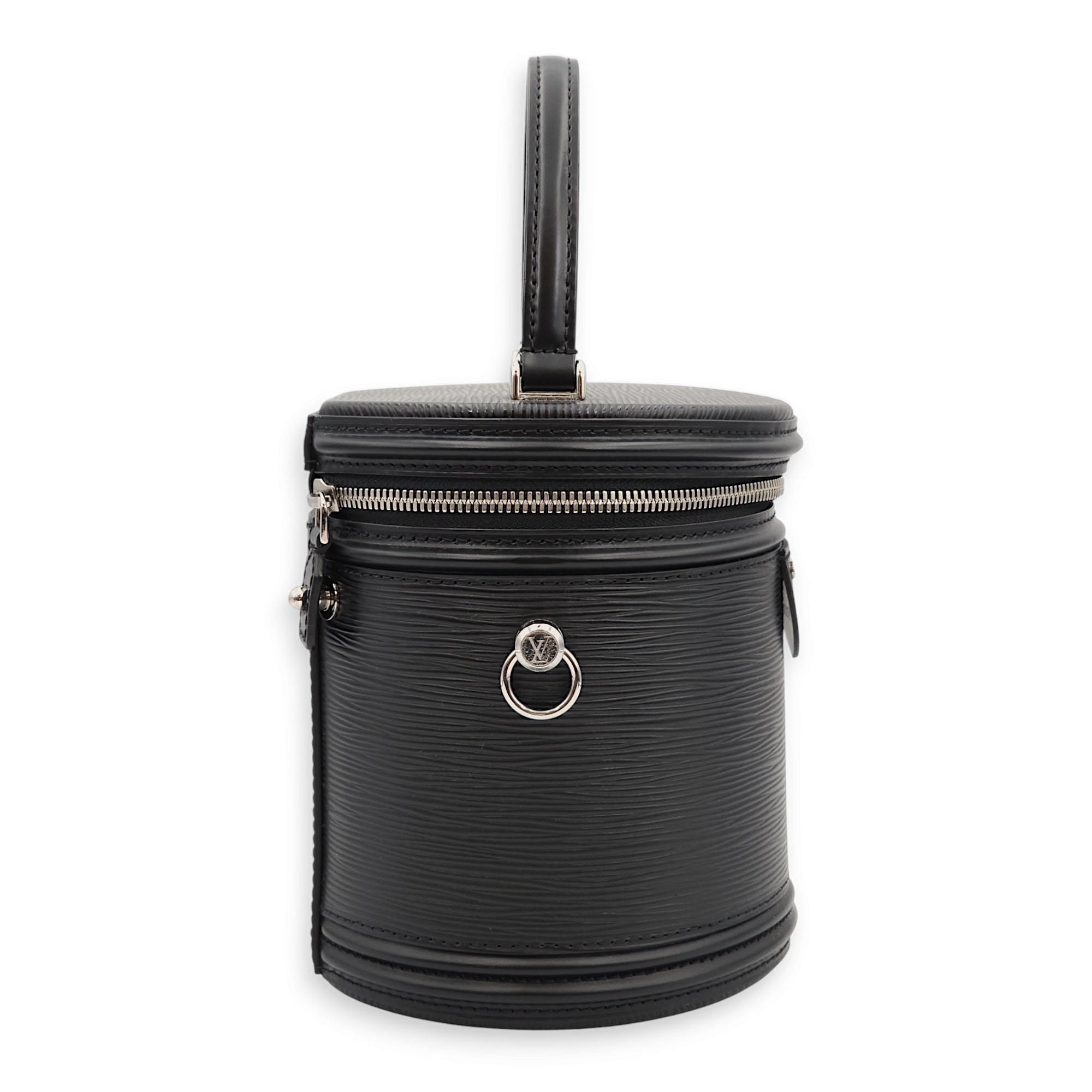 Cannes Black Top Handle Bag in Epi Leather, Palladium hardware - Image 5
