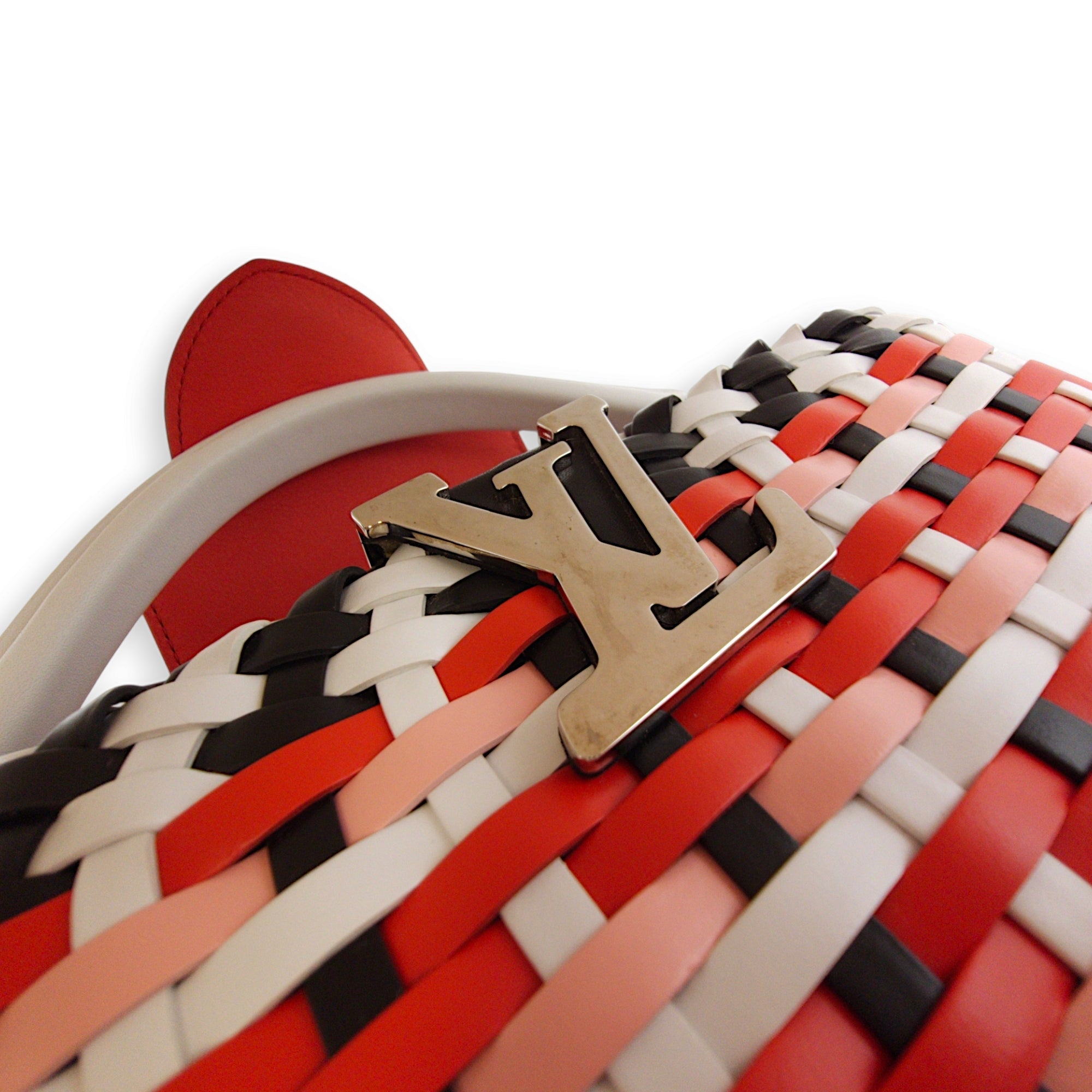 Capucines BB Red/White/Pink/Black Top Handle Bag in Braided Calf, Palladium hardware - Image 10