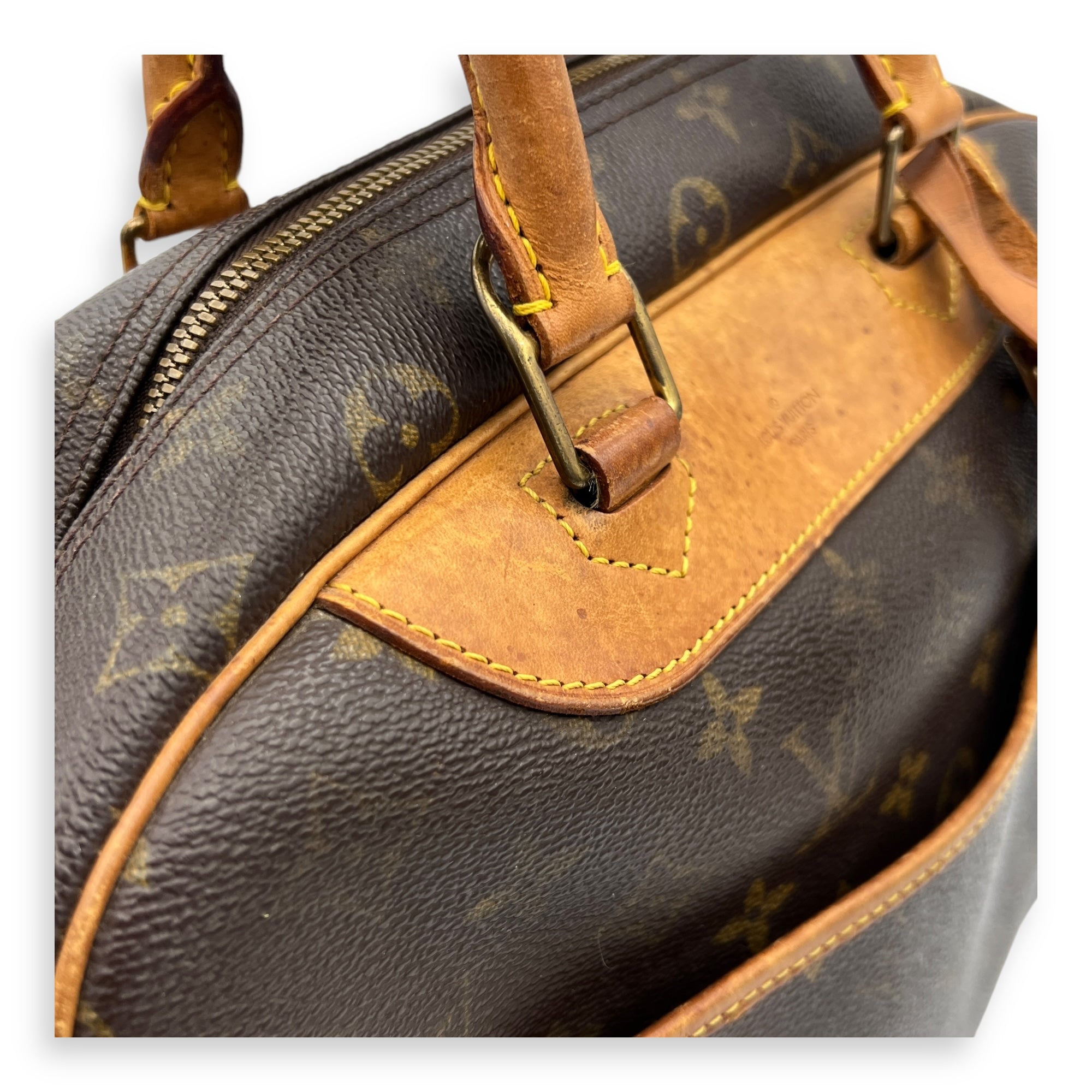 Deauville Top Handle Bag Brown in Monogram Coated Canvas, Gold hardware - Image 9