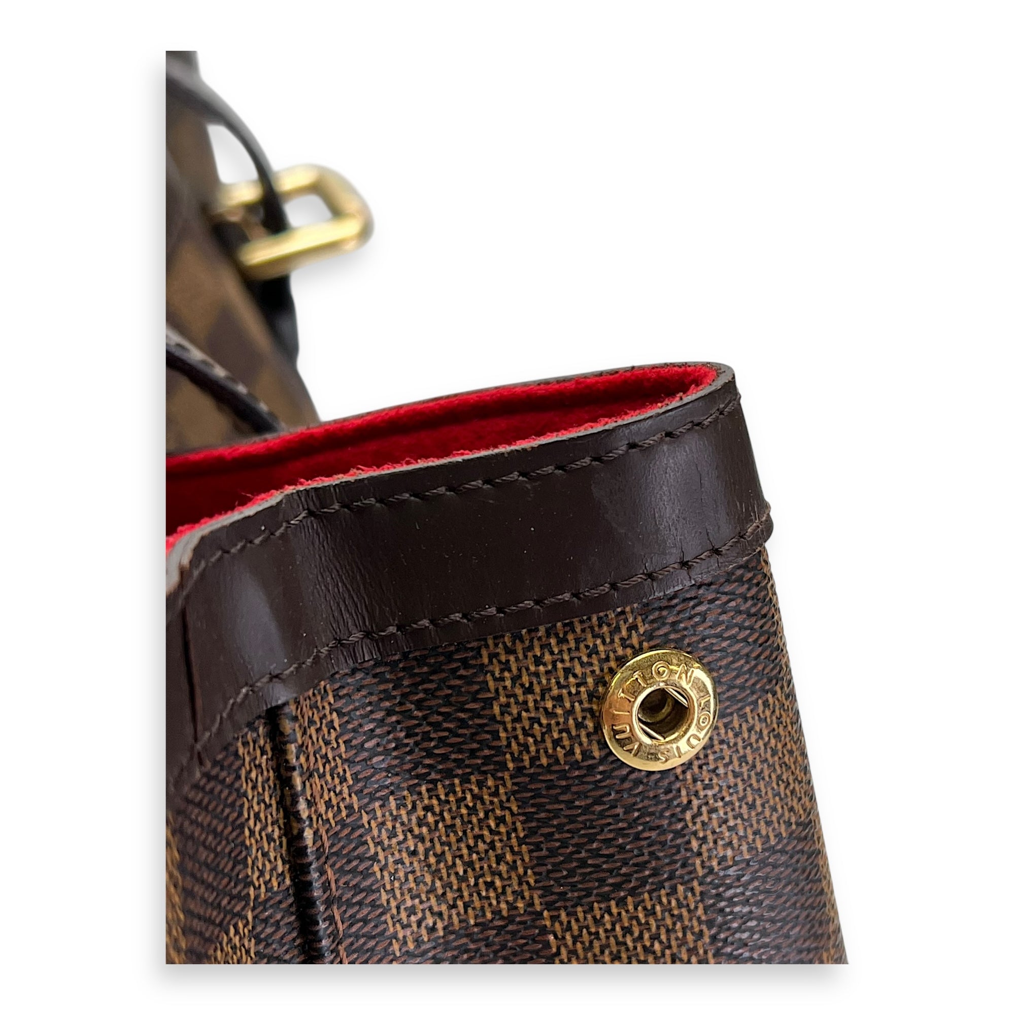 Hampstead MM Damier Ebene Top Handle Bag in Coated Canvas, Gold hardware - Image 10