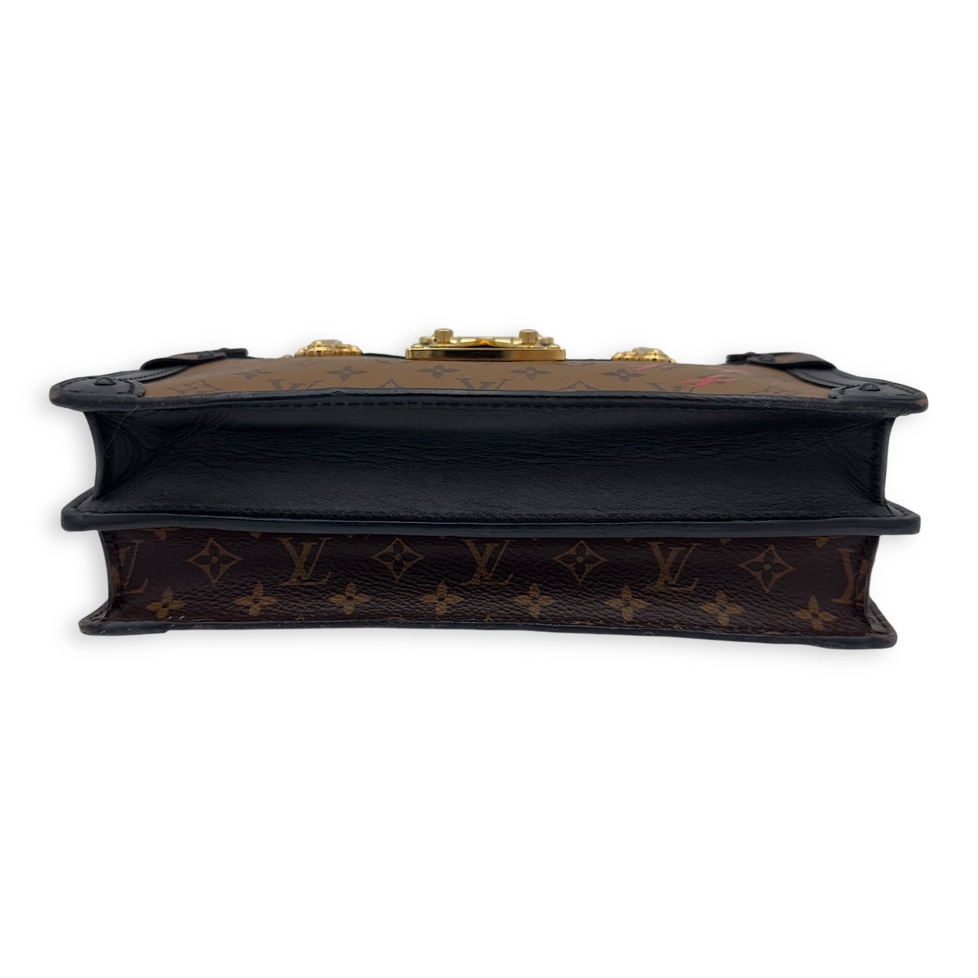 Trunk Clutch 2 Way Brown Crossbody Bag in Coated Canvas, Gold hardware - Image 6