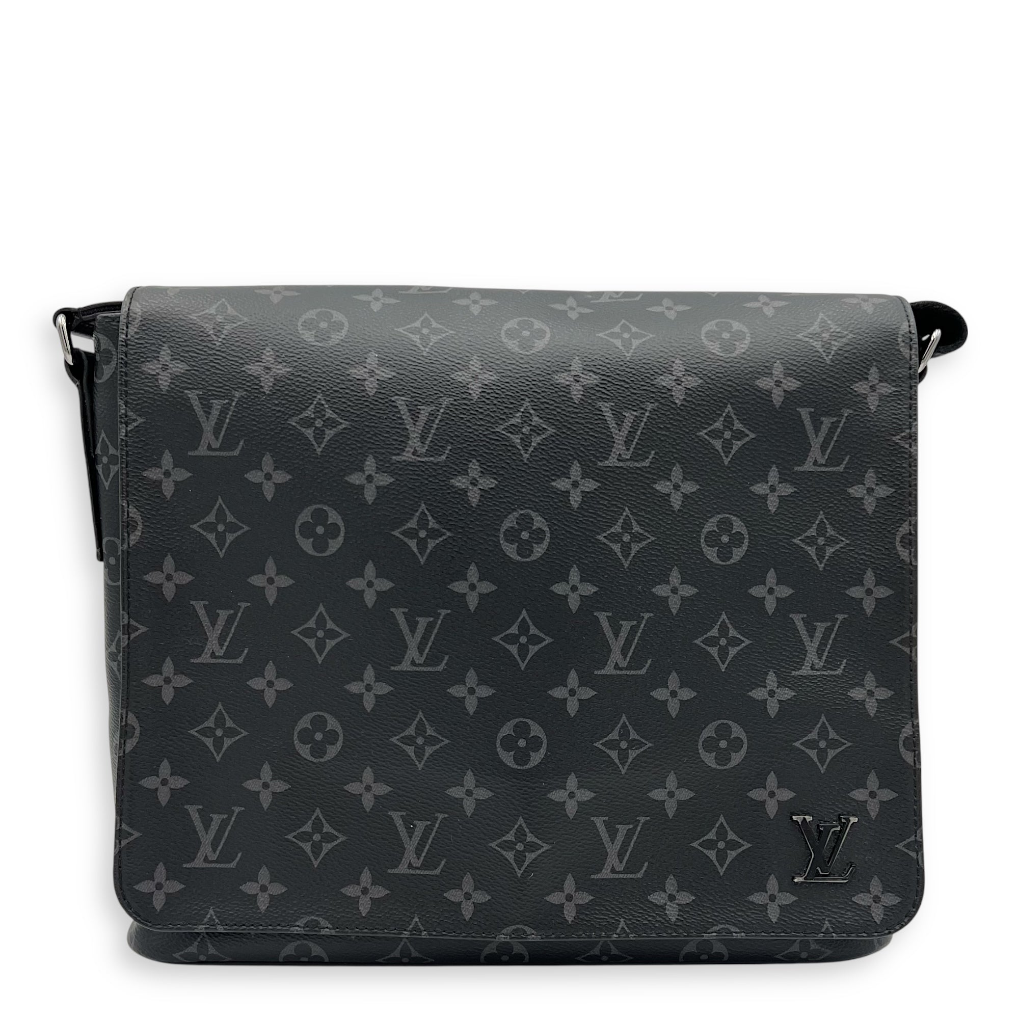 District Messenger MM Black in Monogram Coated Canvas, Silver hardware