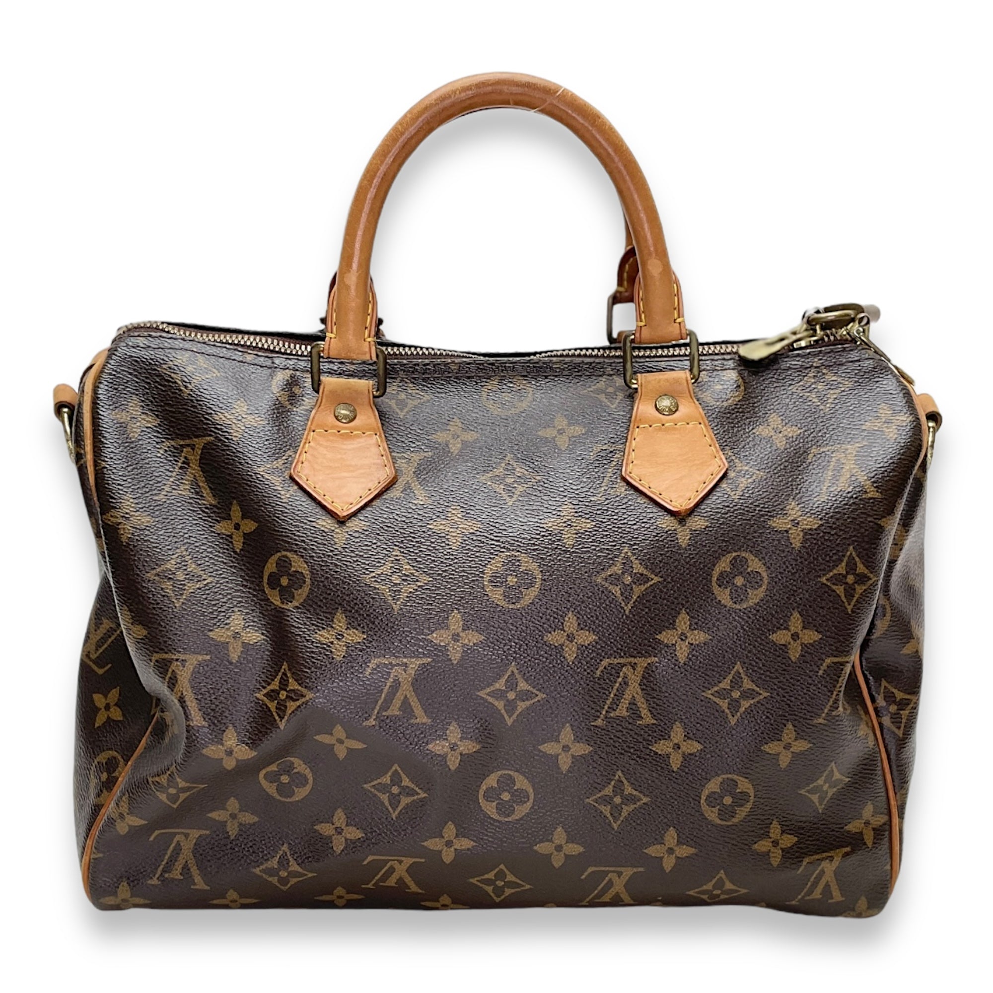 Speedy Bandouliere 30 Brown Top Handle Bag in Monogram Coated Canvas, Gold hardware - Image 3