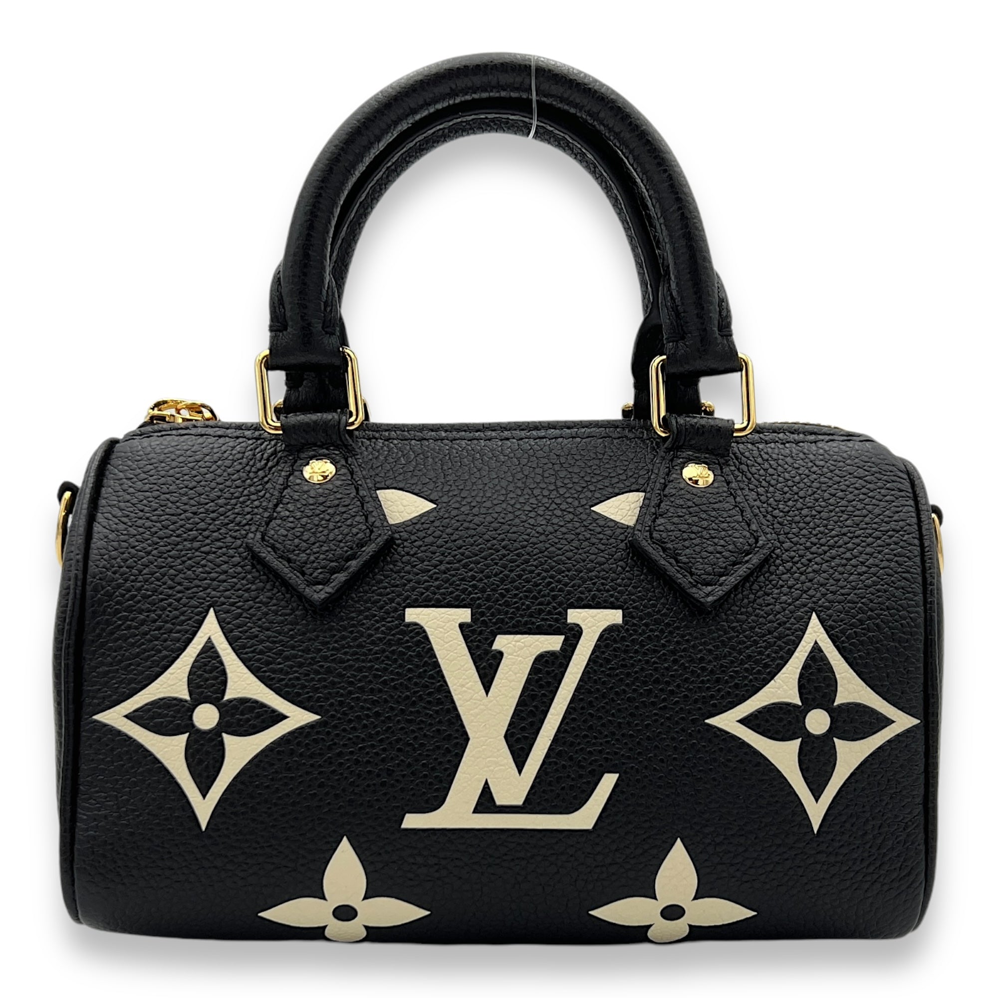 Speedy Bandouliere Nano Black Top Handle Bag in Monogram Empreinte Leather, Gold hardware - Image 3