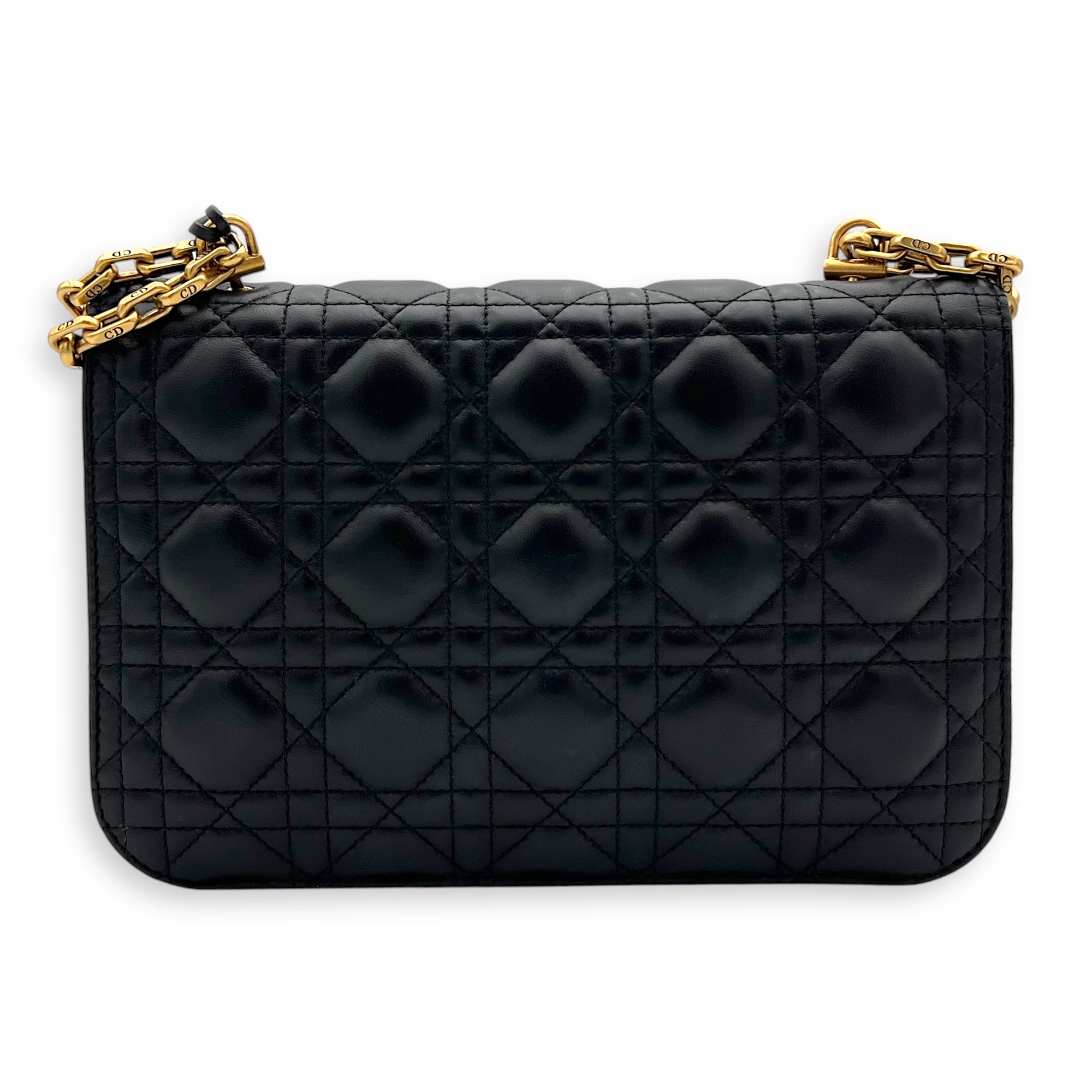 DiorAddict Shoulder Bag Black in Calfskin, Gold hardware - Image 3