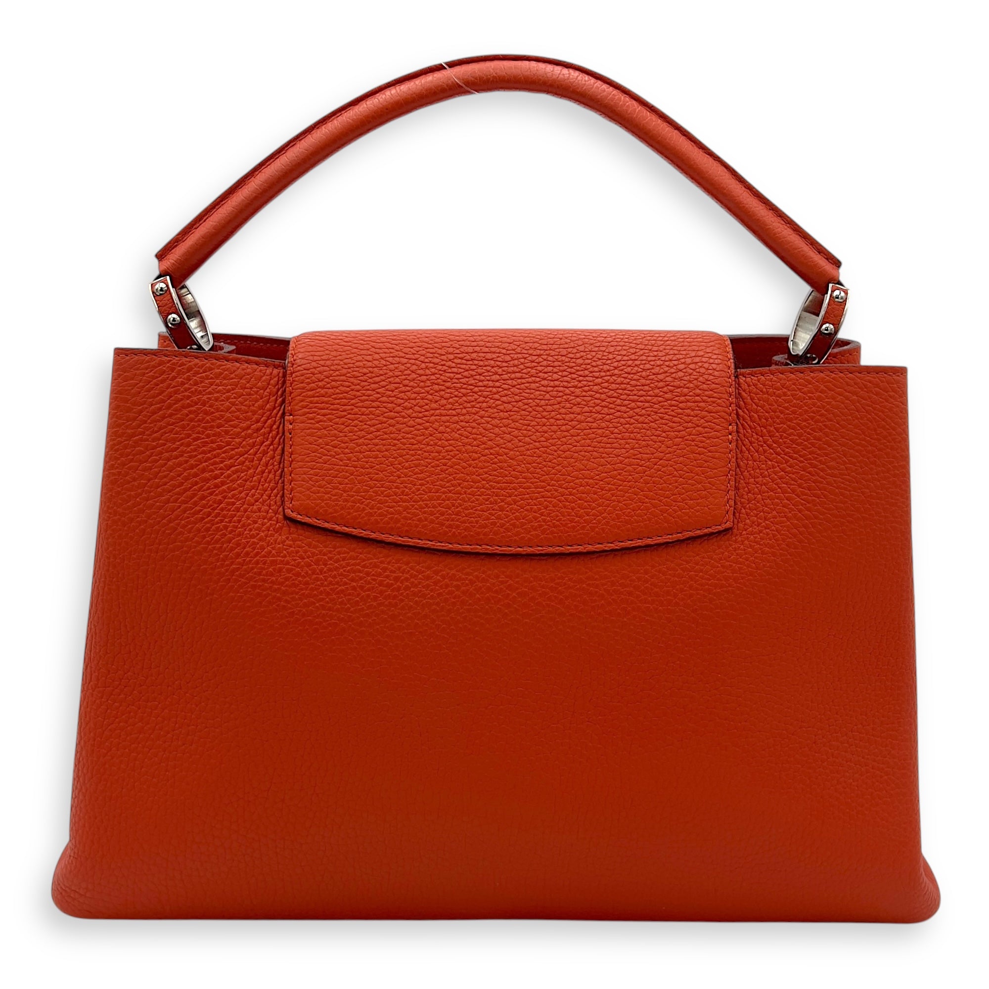 Capucines MM Clementine Top Handle Bag in Taurillon Leather, Light Gold hardware - Image 3