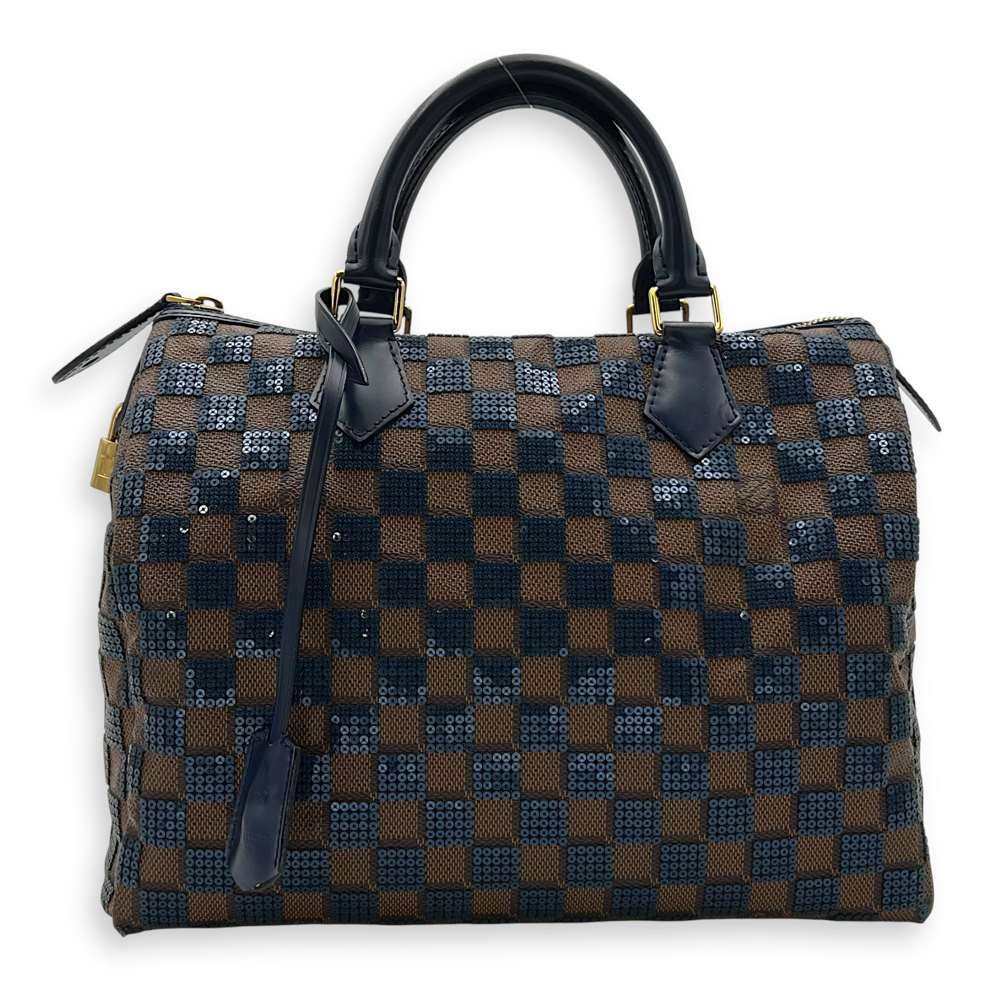 Limited Edition Speedy 30 Brown Top Handle Bag in Damier Paillettes, Gold hardware - Image 3