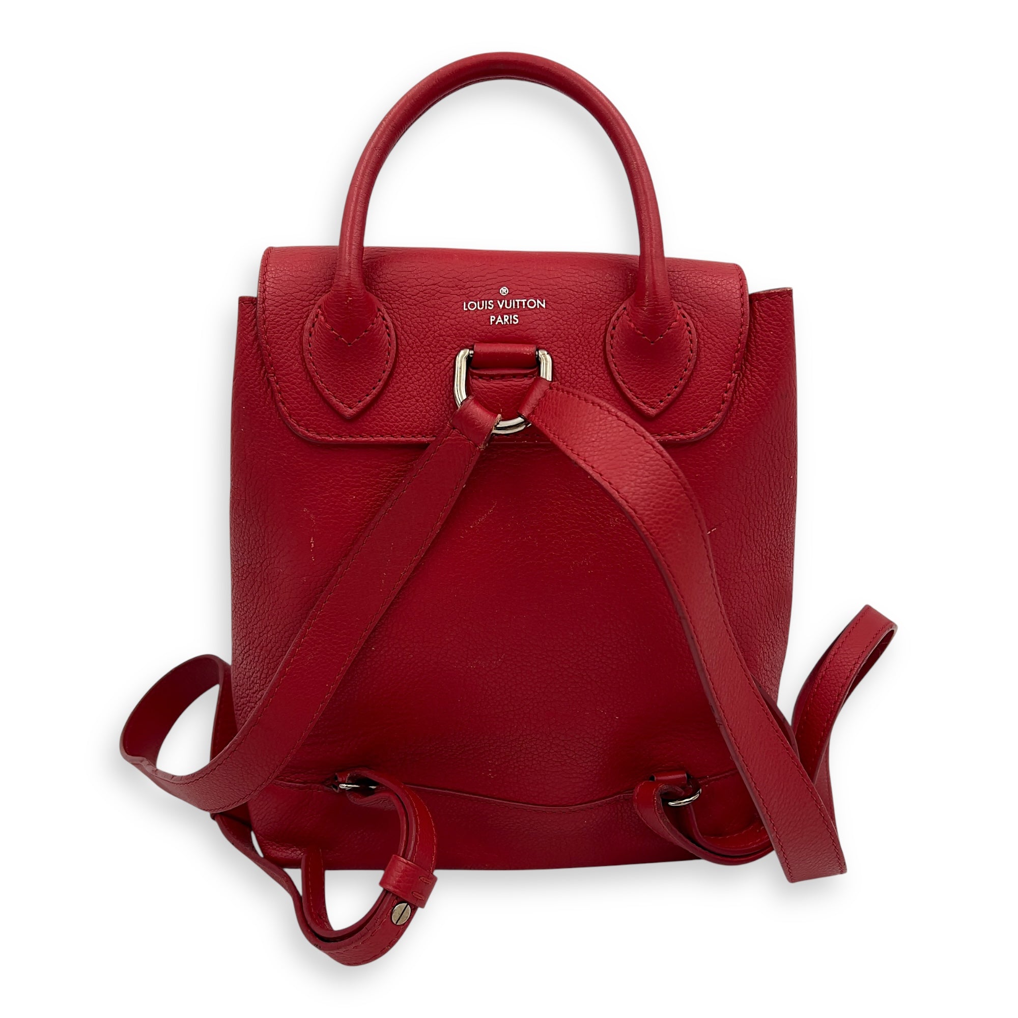 Lock Me Backpack Red in Taurillon Leather, Silver hardware - Image 3