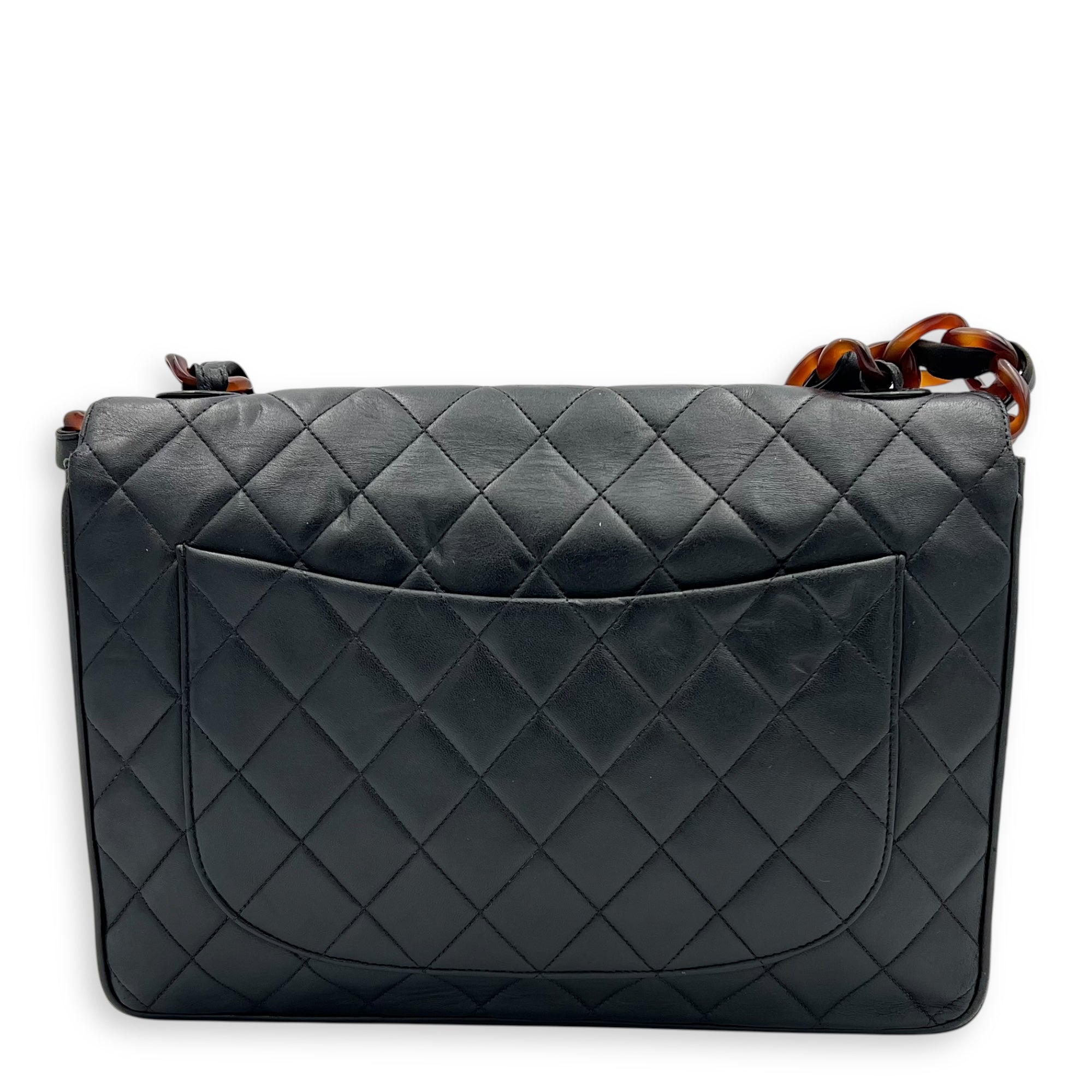 CC Quilted Tortoise Shell Shoulder Bag Black in Lambskin, tortoise shell hardware - Image 3