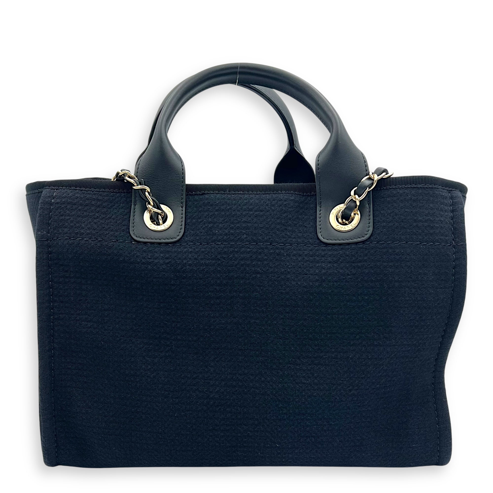 Deauville Tote Bag Black in Canvas, Gold hardware - Image 3