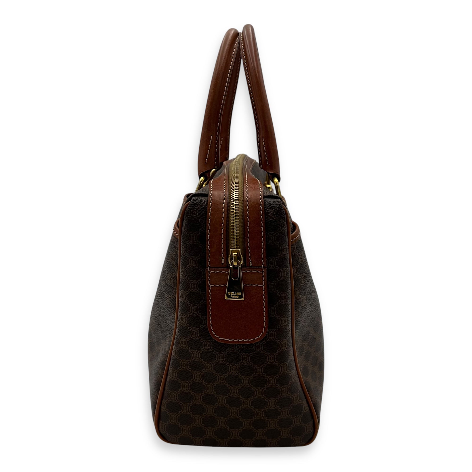 Macadam Top Handle Bag Brown in Coated Canvas, Gold hardware - Image 4