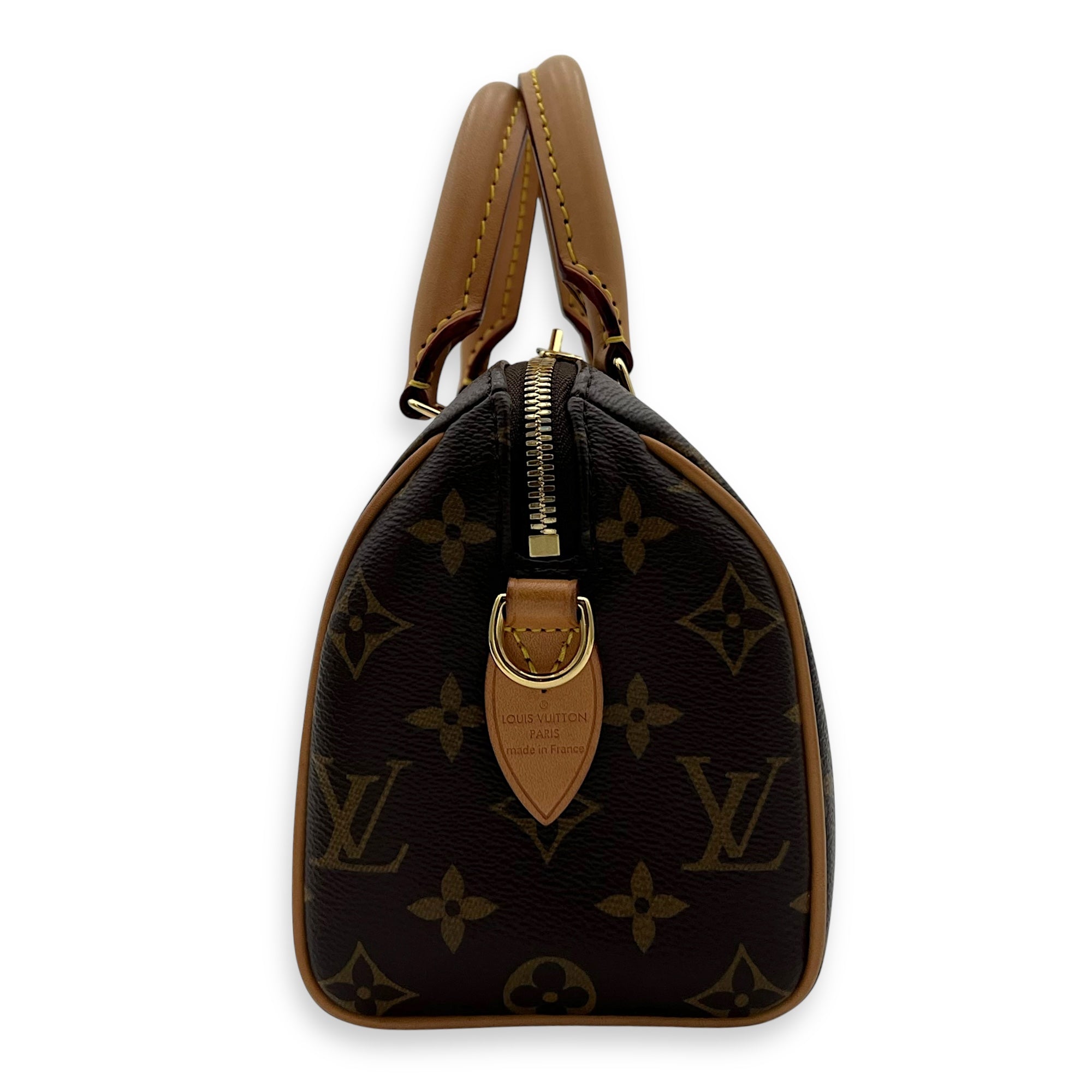 Speedy Bandouliere 20 Brown Top Handle Bag in Monogram Coated Canvas, Gold hardware - Image 4
