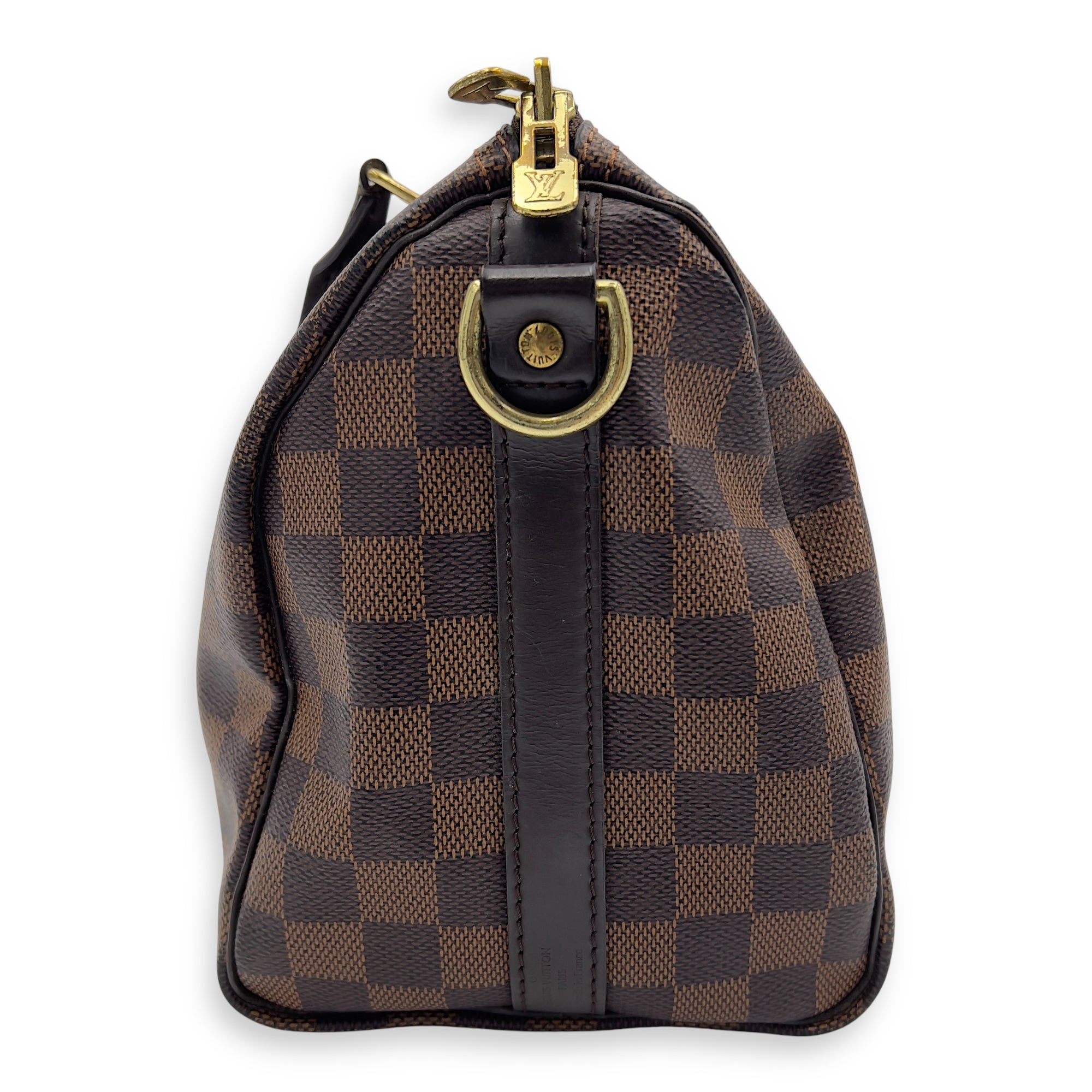 Speedy Bandouliere Top Handle Bag 25 Brown in Coated Canvas, Gold hardware - Image 4