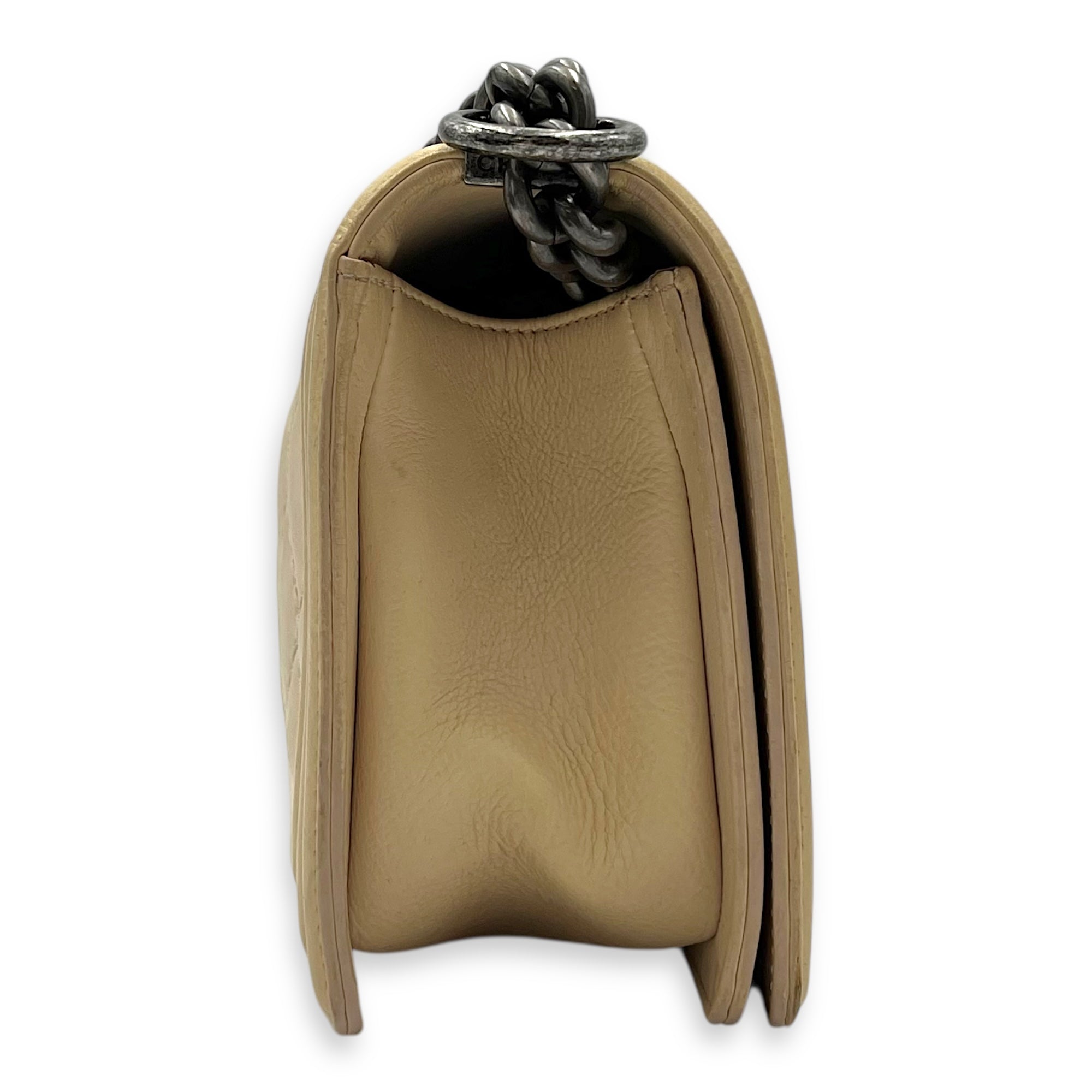 Boy Crossbody Bag Medium Beige in Calfskin, Silver hardware - Image 5