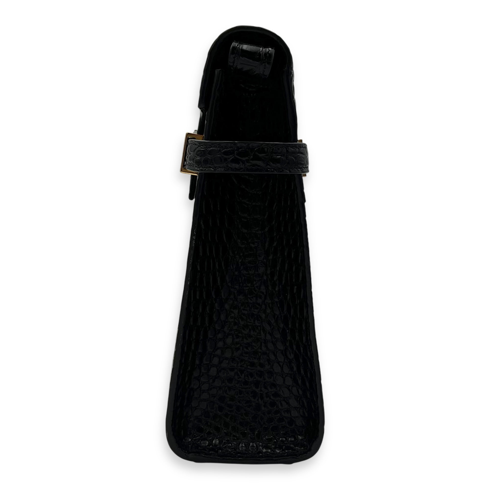 Manhattan Shoulder Bag Black in Crocodile Embossed Calfskin, Gold hardware - Image 5