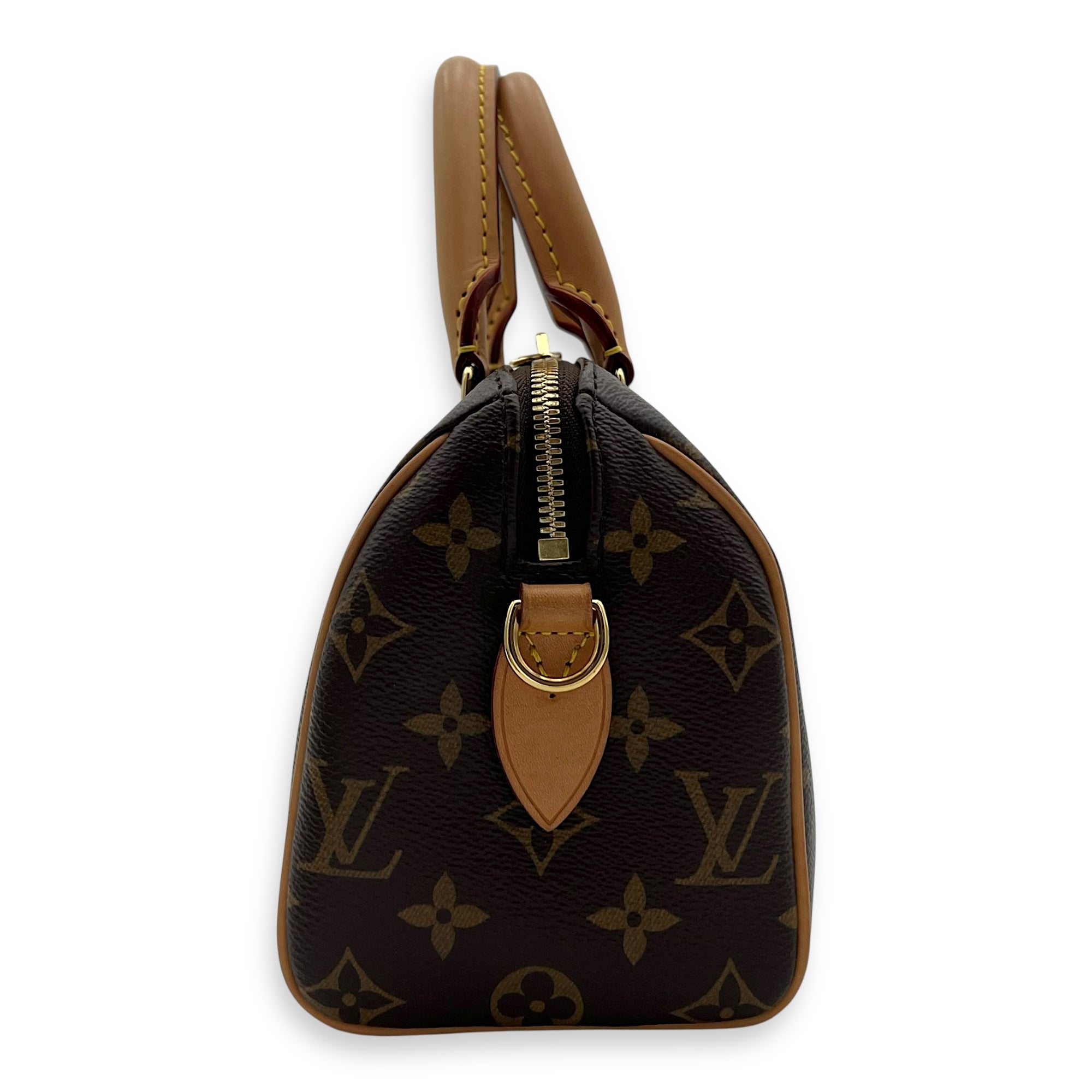 Speedy Bandouliere 20 Brown Top Handle Bag in Monogram Coated Canvas, Gold hardware - Image 5