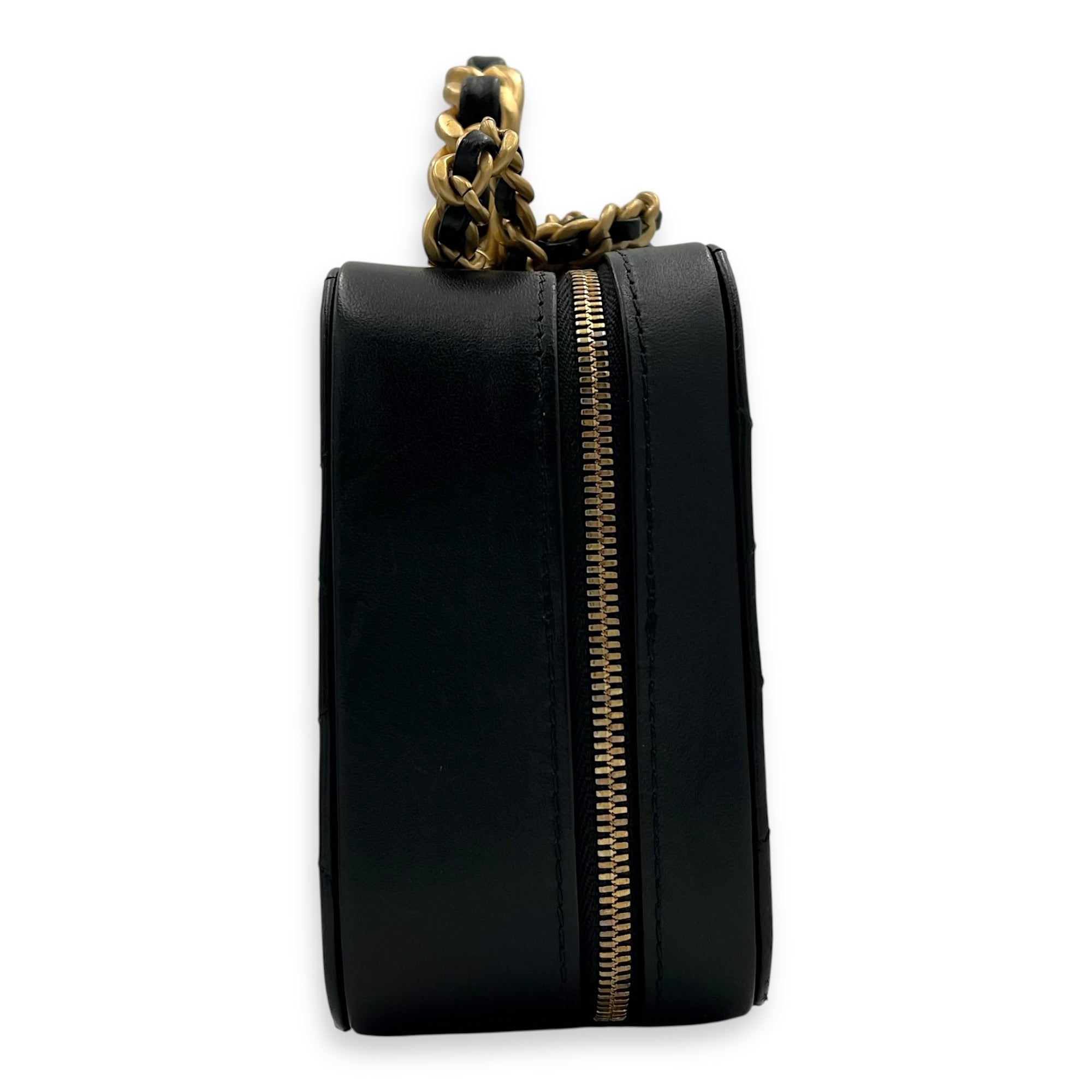 Vanity Chain Black Top Handle Bag in Lambskin, Gold hardware - Image 5