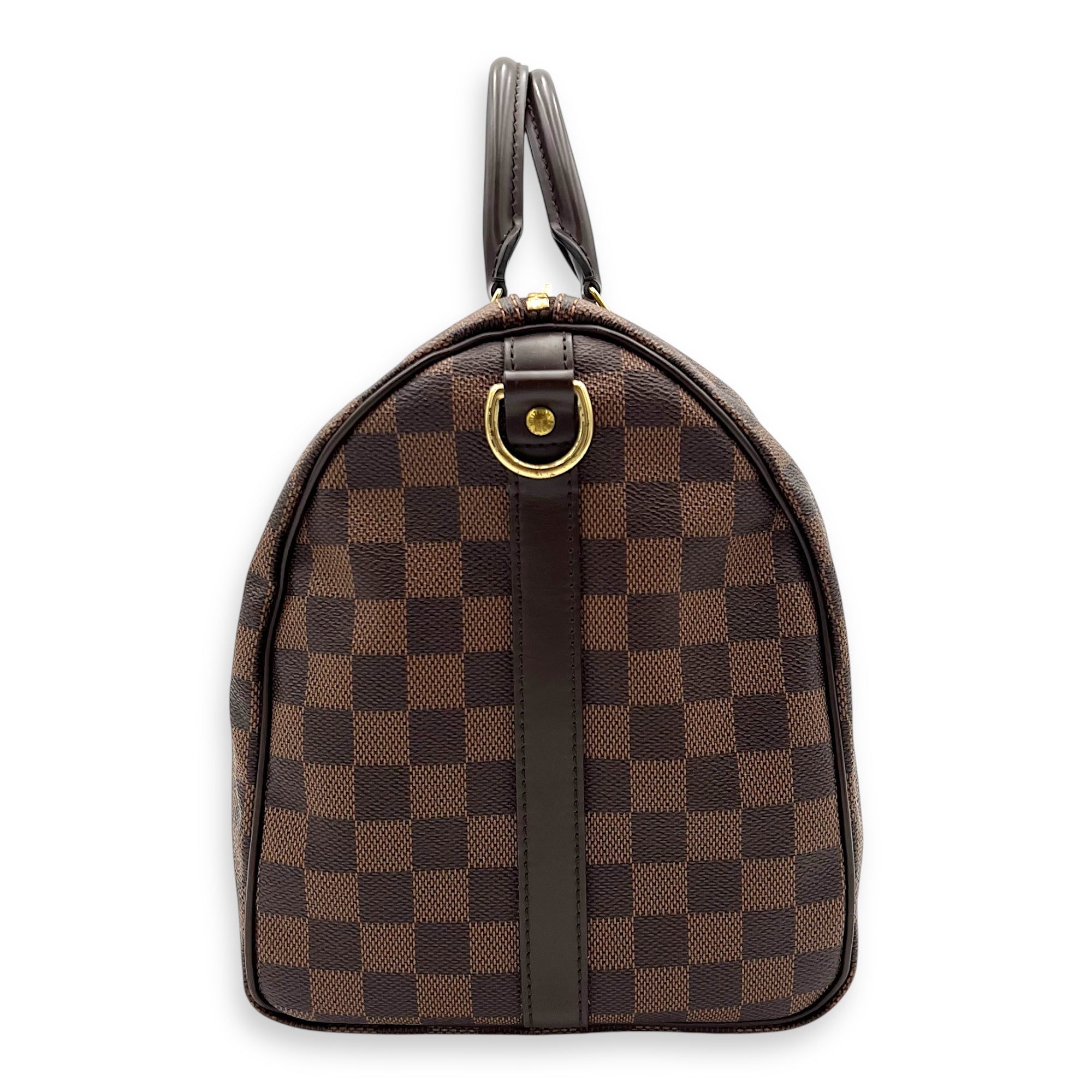 Speedy Bandouliere 35 Brown Top Handle Bag in Coated Canvas, Gold hardware - Image 4