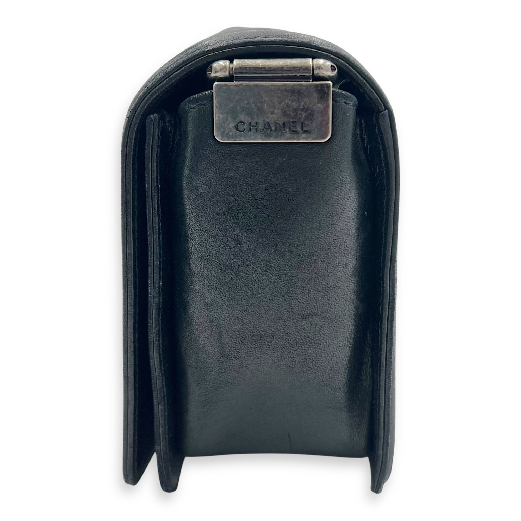 Boy Medium Black Shoulder Bag in Lambskin with Stingray Strap, Ruthenium hardware - Image 6