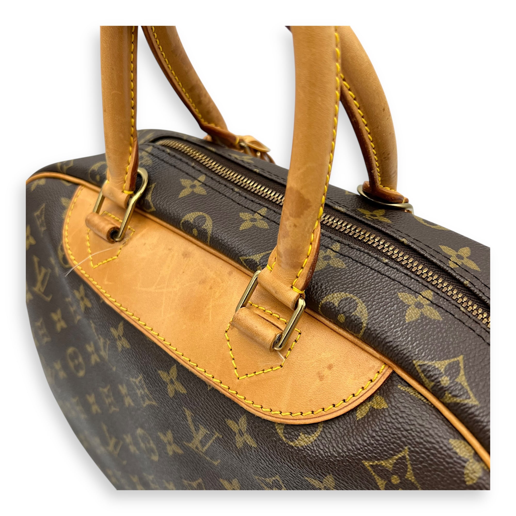 Deauville Brown Top handle Bag in Monogram Coated Canvas, Gold hardware - Image 10