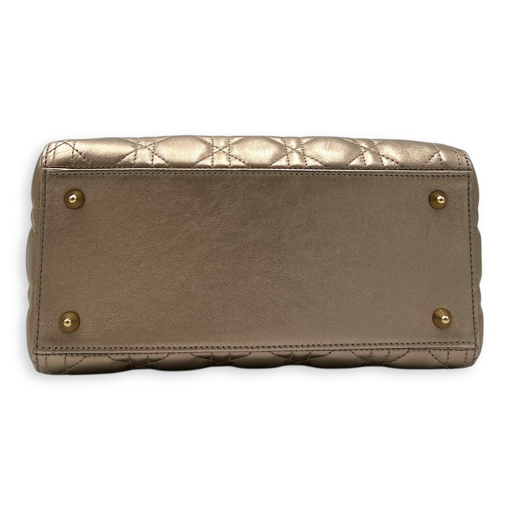 Lady Dior Medium Bronze Top Handle Bag in Lambskin, Gold hardware - Image 6