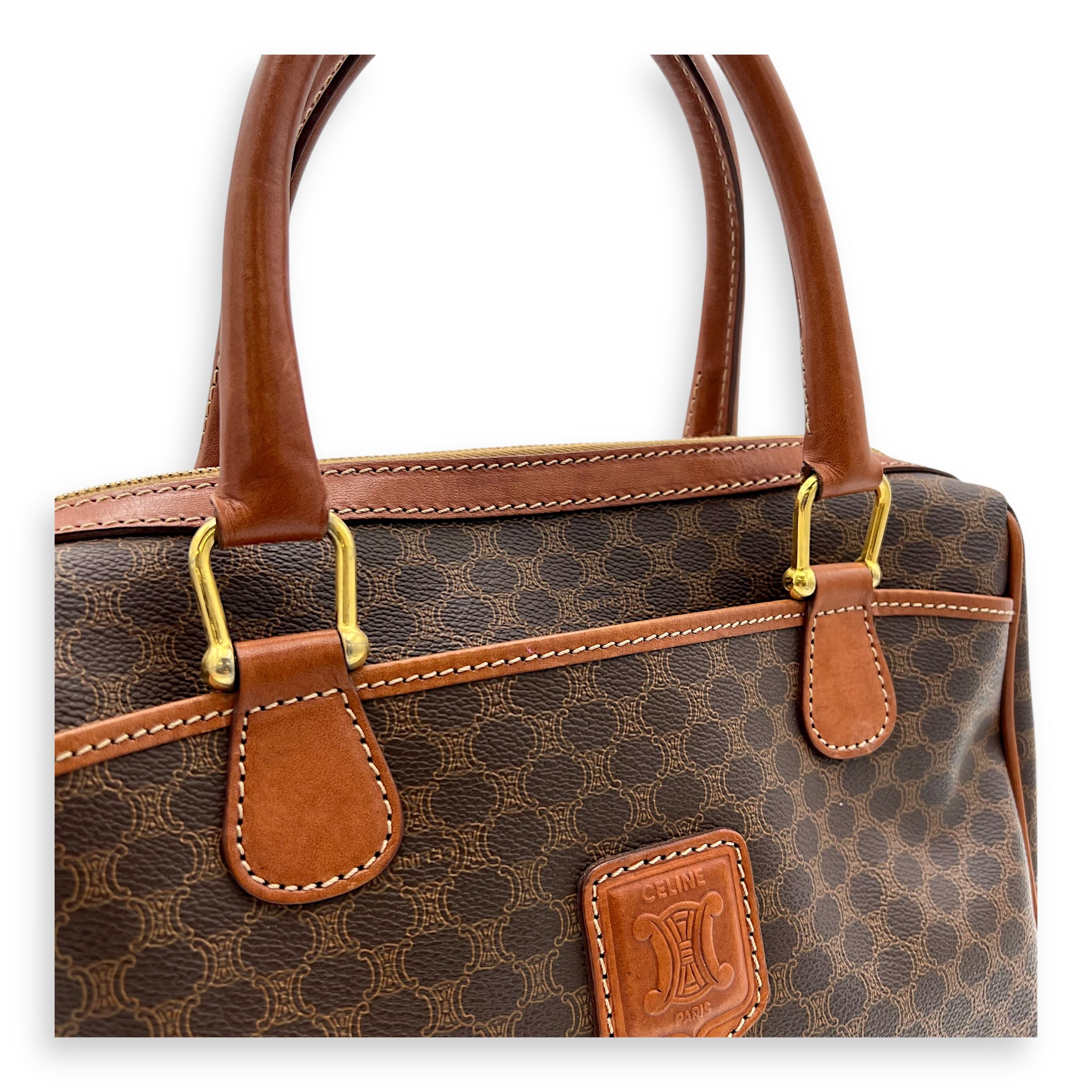 Macadam Top Handle Bag Brown in Coated Canvas, Gold hardware - Image 7