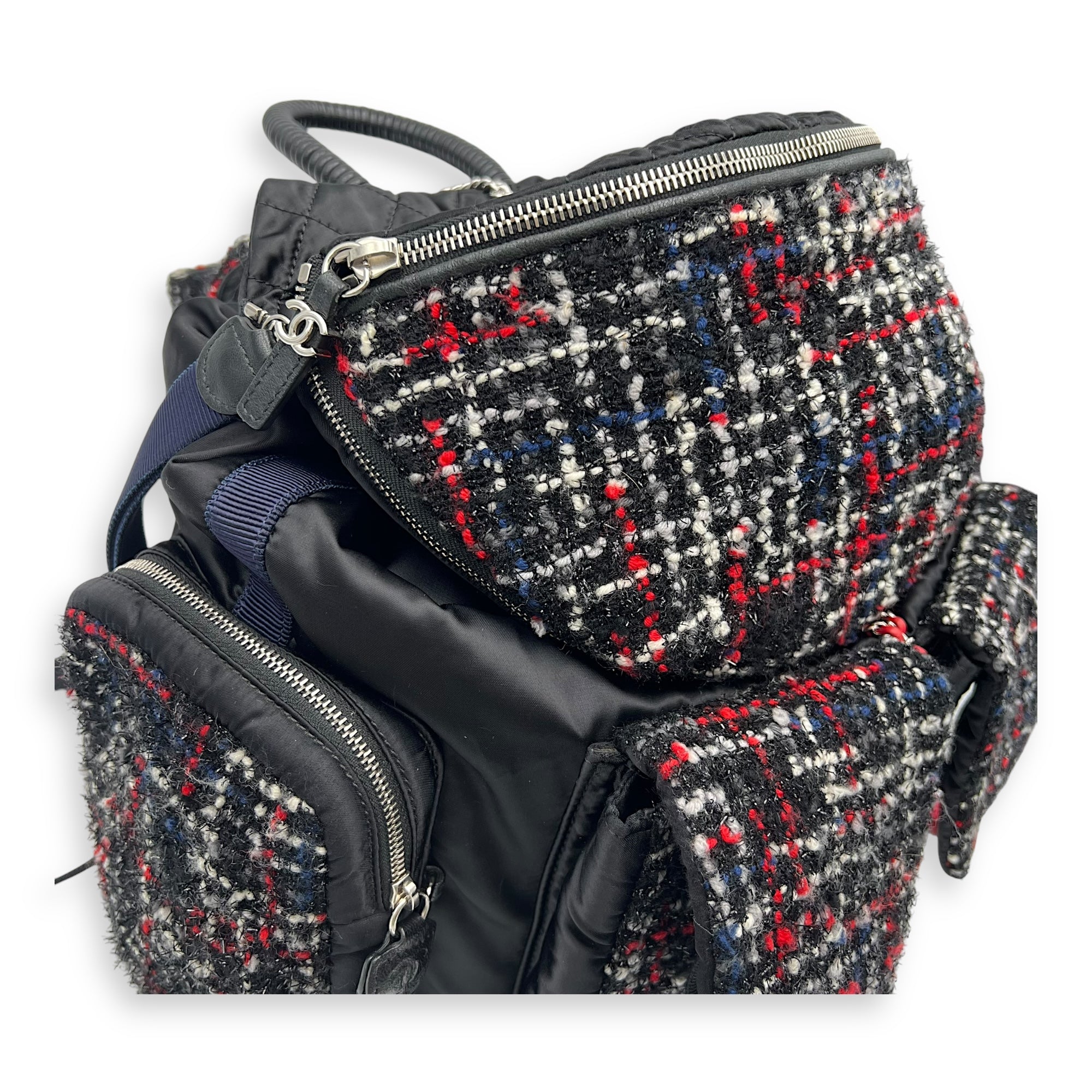 Astronaut Backpack Multi-colour in Tweed, Silver hardware - Image 5