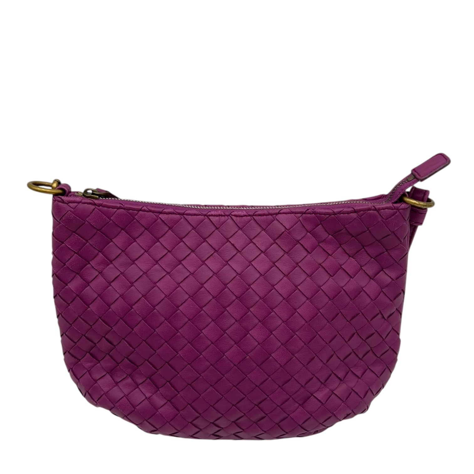 Intrecciato Purple Shoulder Bag in Lambskin, Gold hardware - Image 3