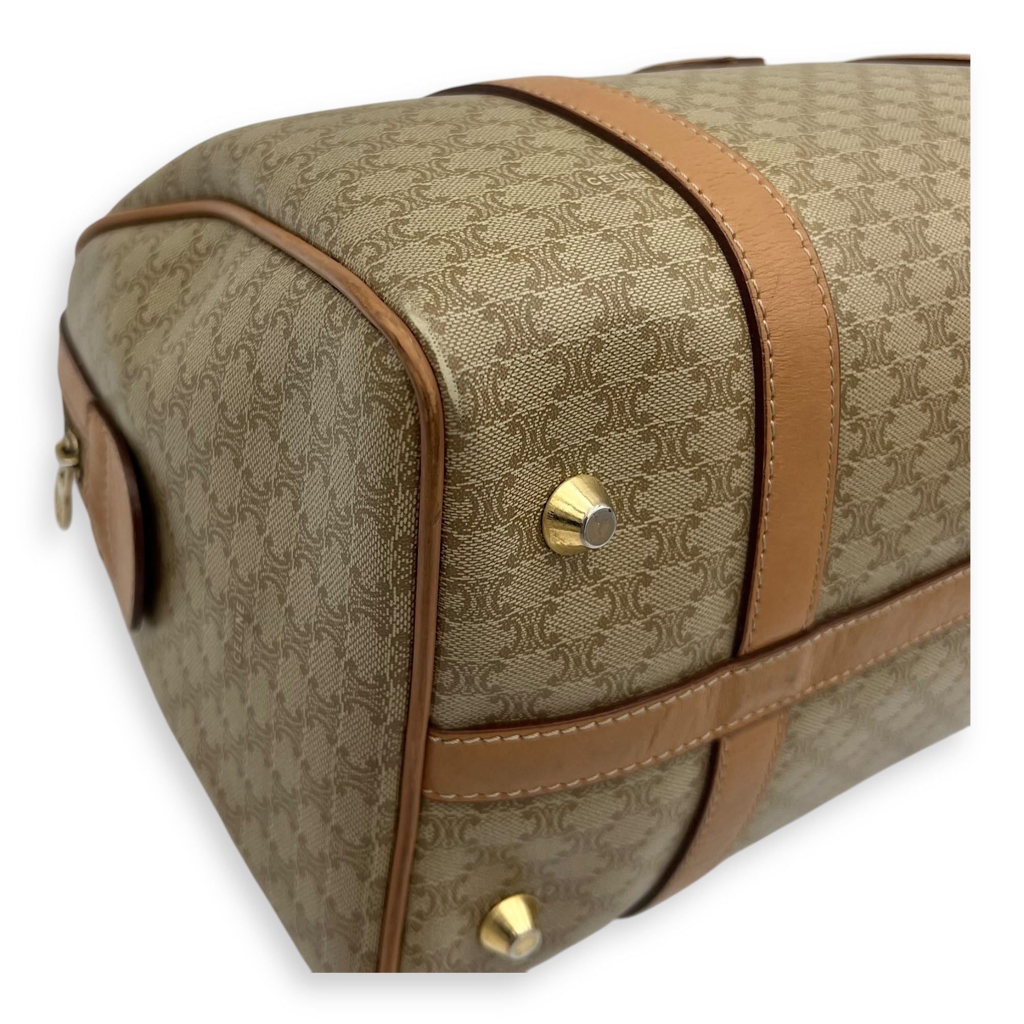 Vintage Macadam Boston Top Handle Bag Beige in Coated Canvas, Gold hardware - Image 13