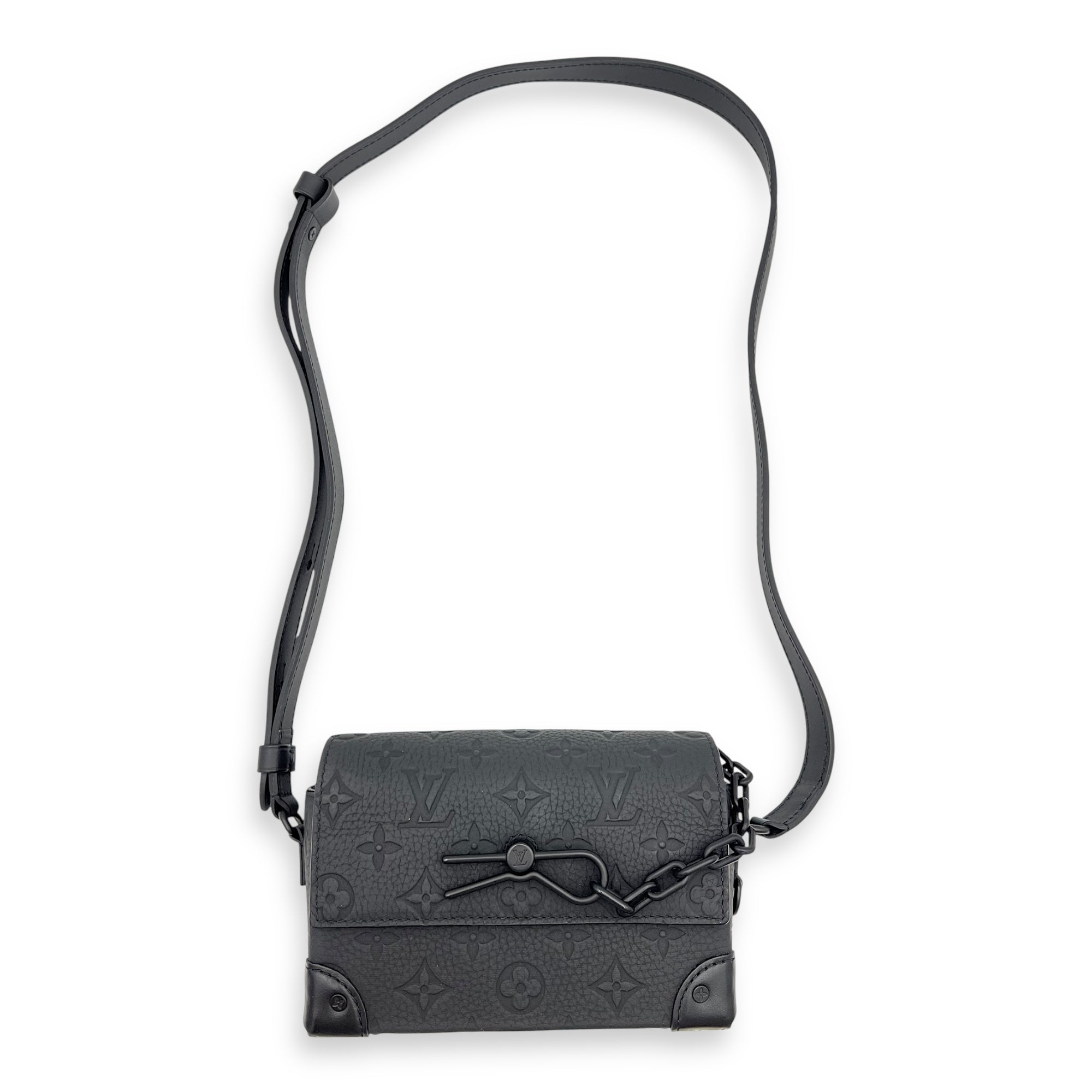 Steamer Black Shoulder Bag in Empreinte Leather, Black hardware - Image 9