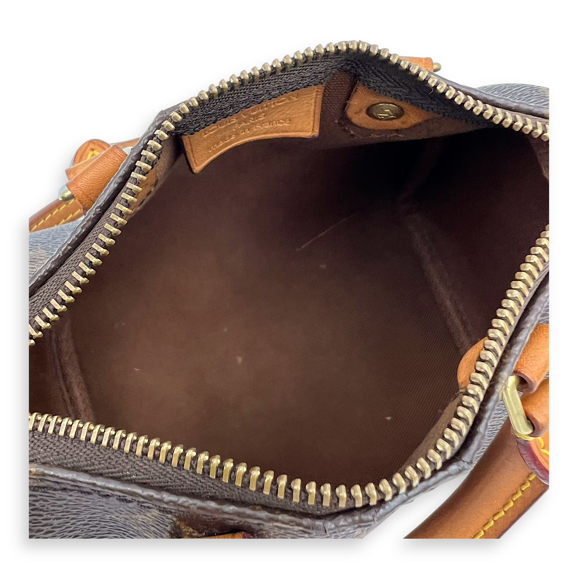 Speedy Top Handle Bag Nano Brown in Monogram Coated Canvas, Gold hardware - Image 4