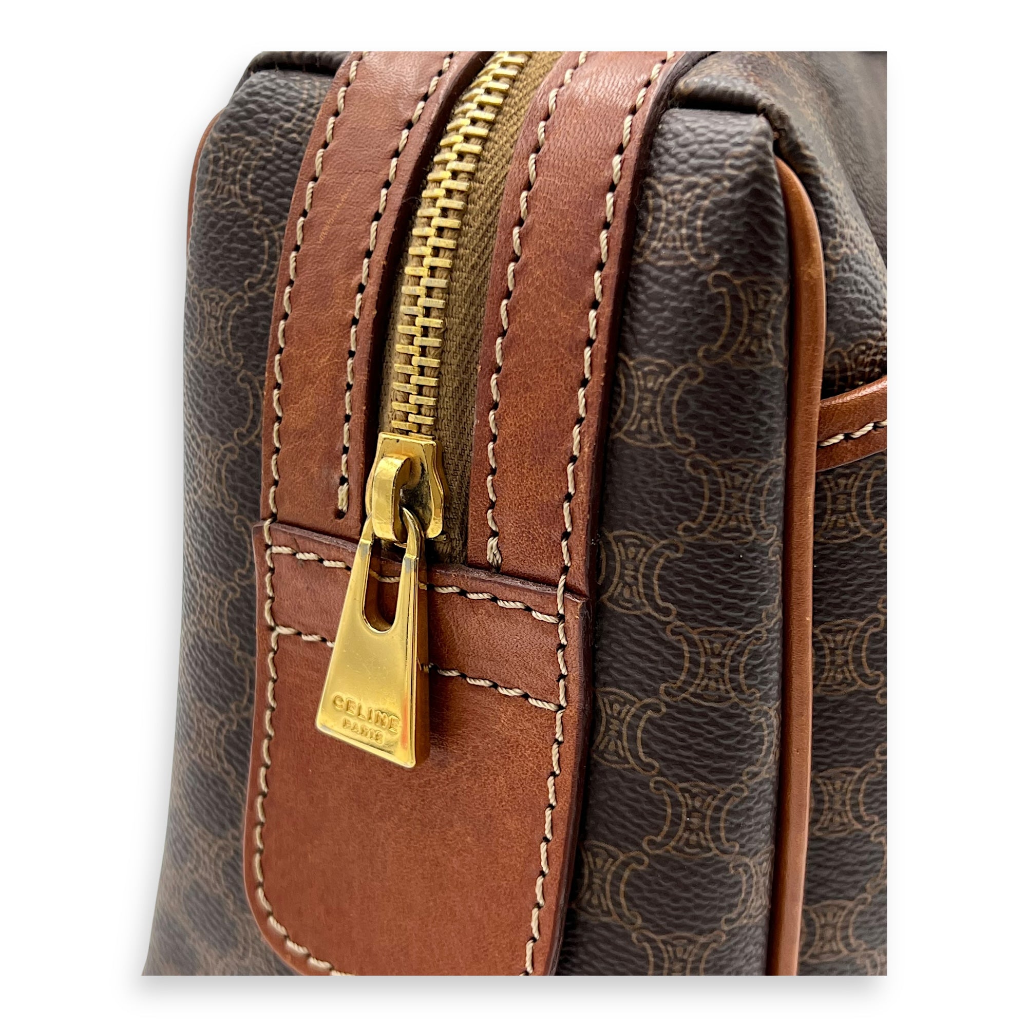 Macadam Top Handle Bag Brown in Coated Canvas, Gold hardware - Image 8
