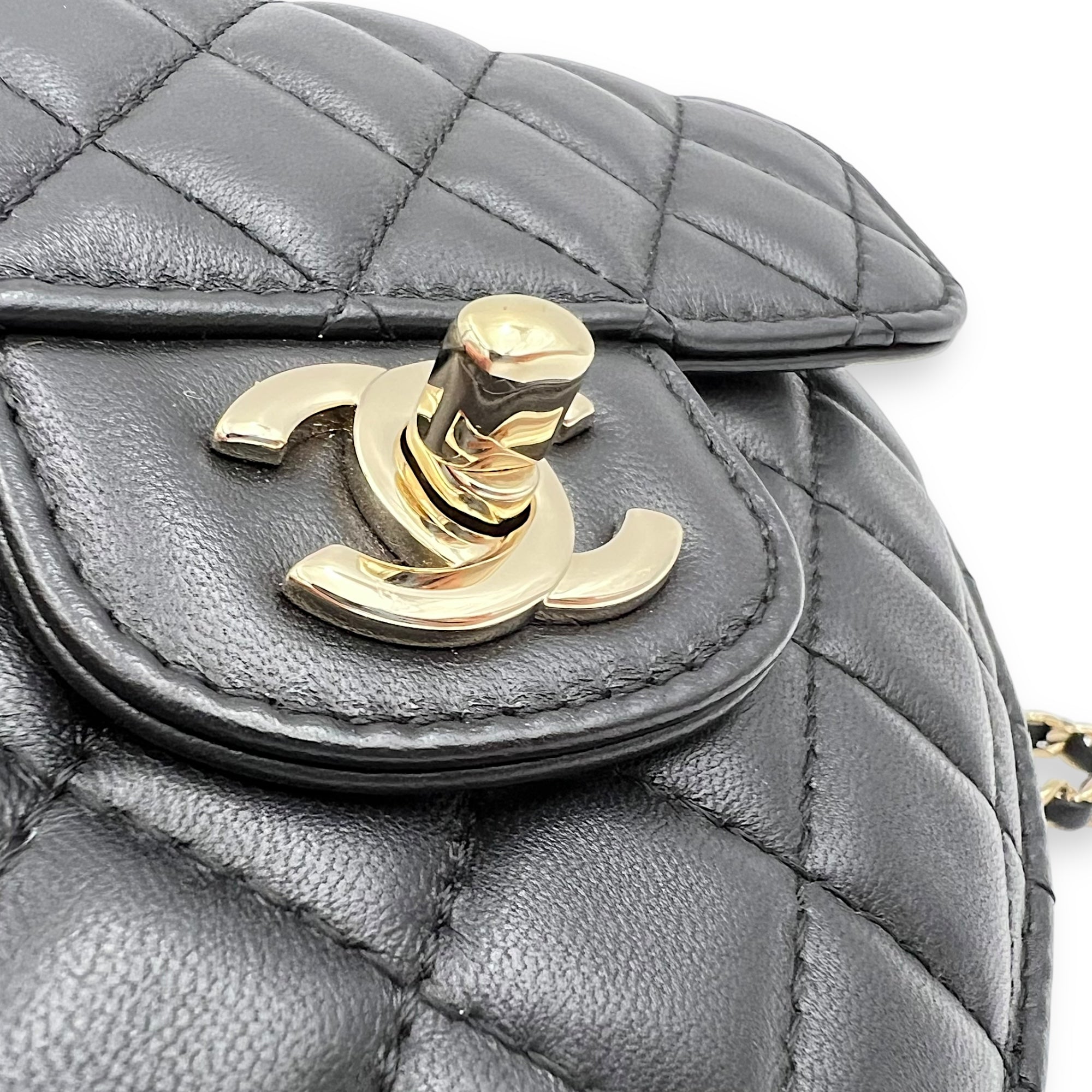 Heart Crossbody Bag Black in Lambskin, Gold hardware - Image 8