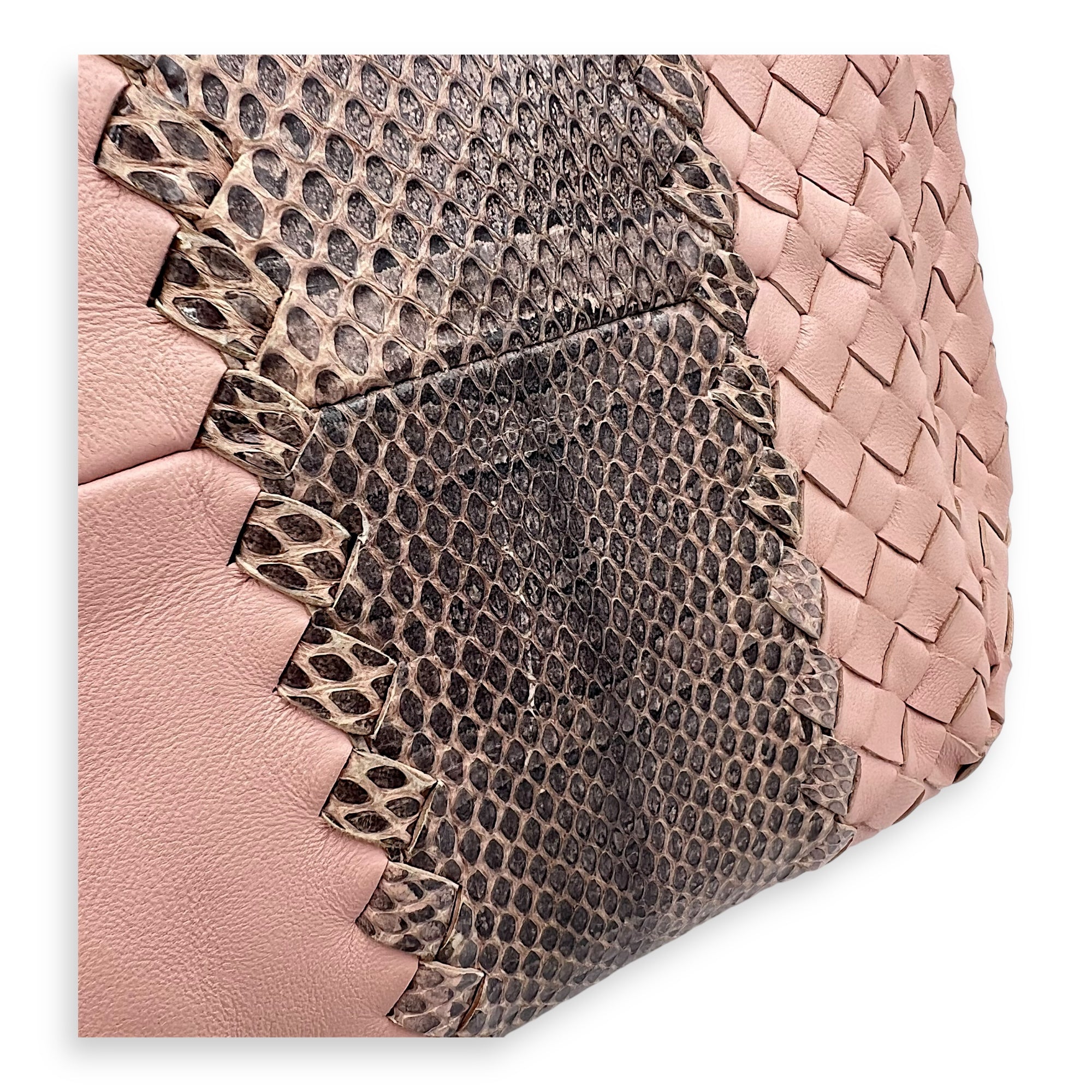 Intrecciato Top Handle Bag Pink in Lambskin, Gunmetal hardware - Image 8