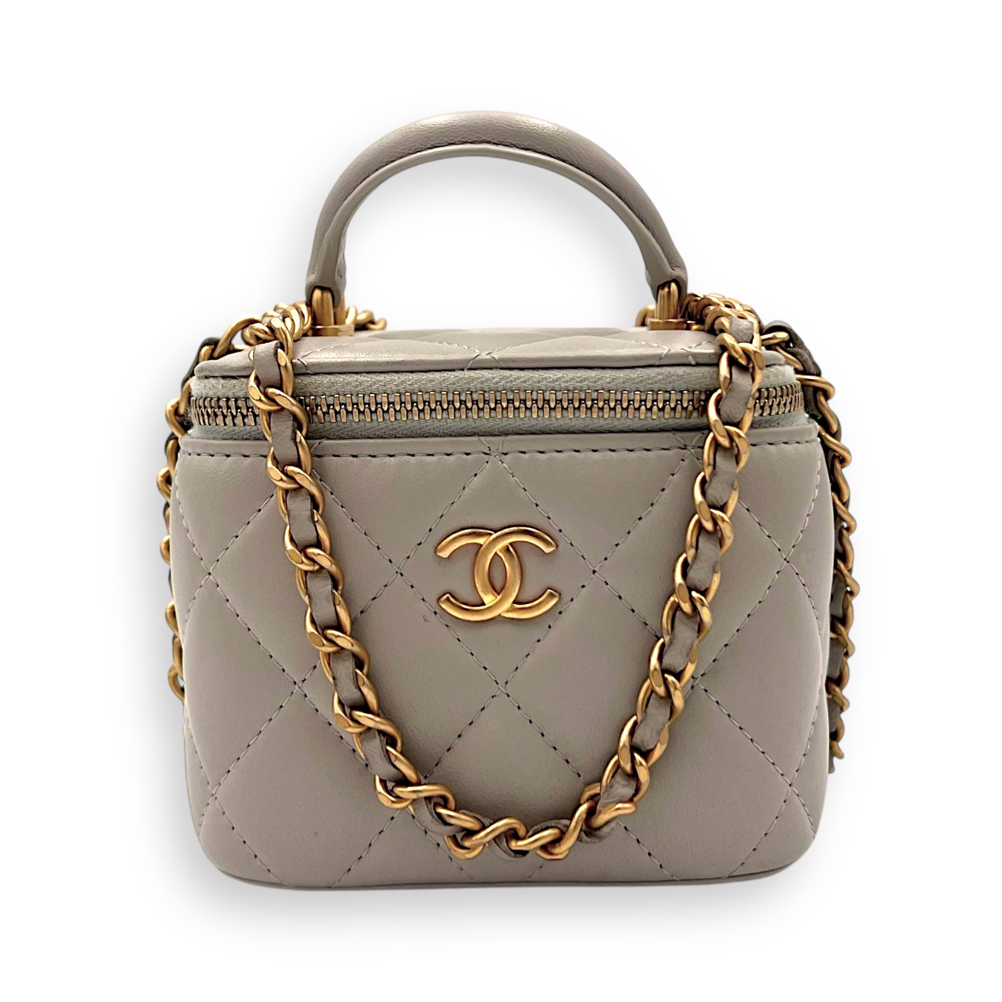 Classic Vanity Bag Mini Grey in Lambskin , Gold Hardware - Image 9