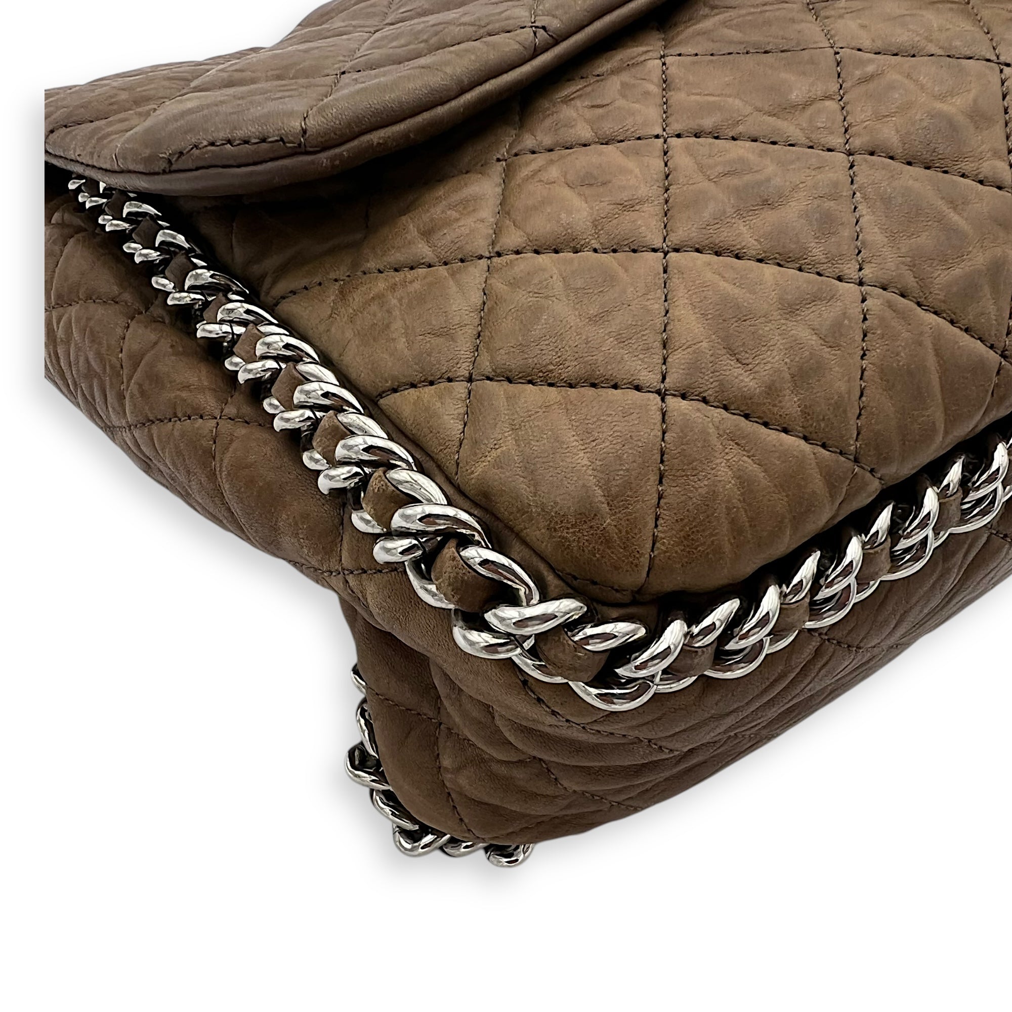 CC Shoulder Bag Brown in Calfskin, Silver hardware - Image 9