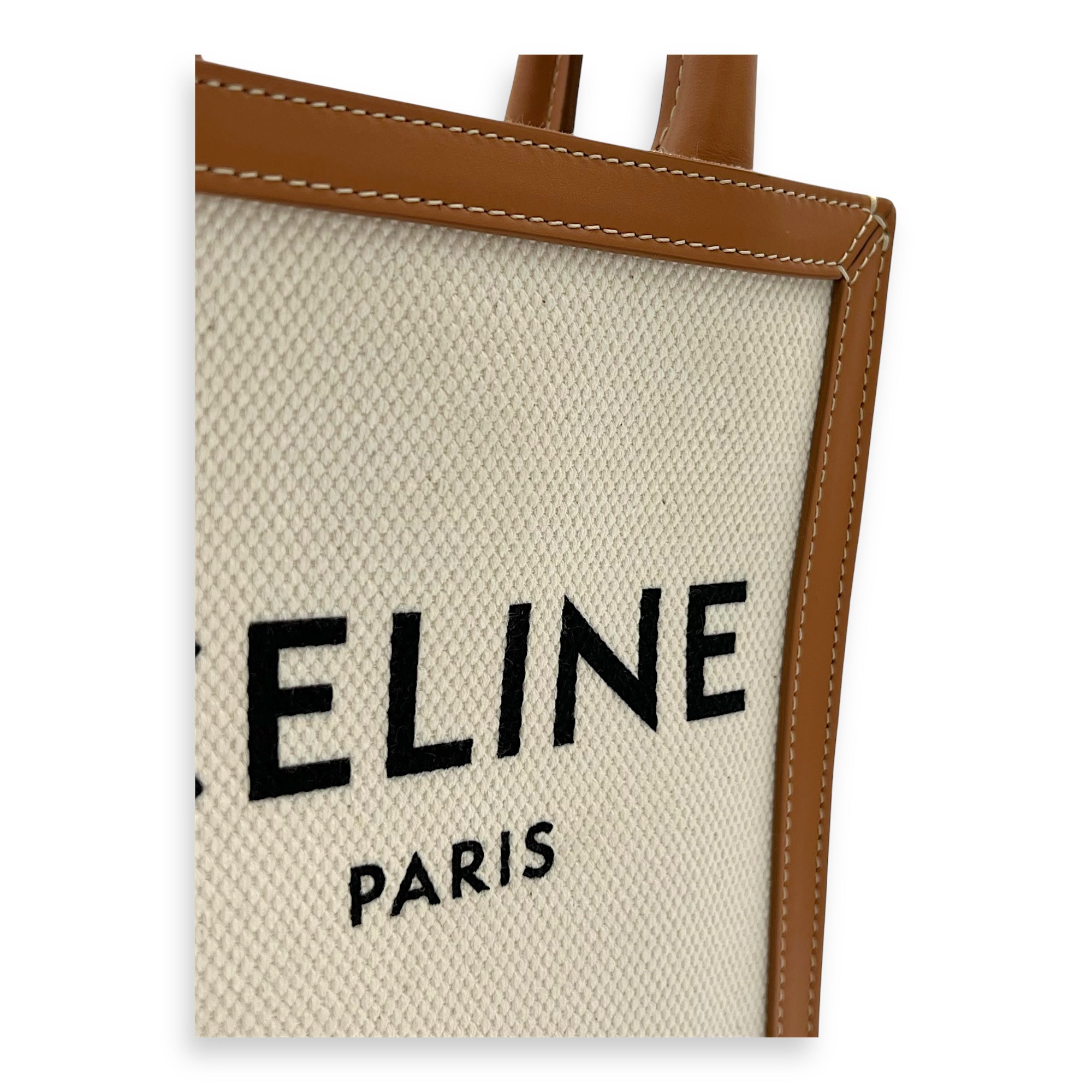 Cabas Top Handle Bag Small Beige in Canvas, Gold hardware - Image 9