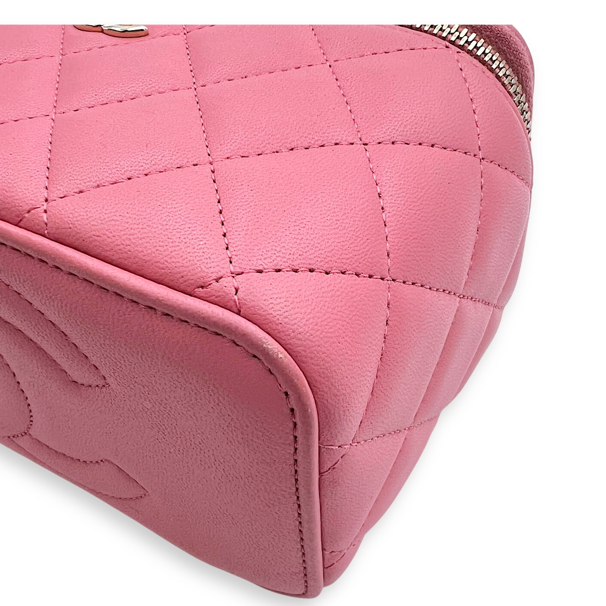 Vanity Top Handle Bag Pink in Lambskin, Gold hardware - Image 9