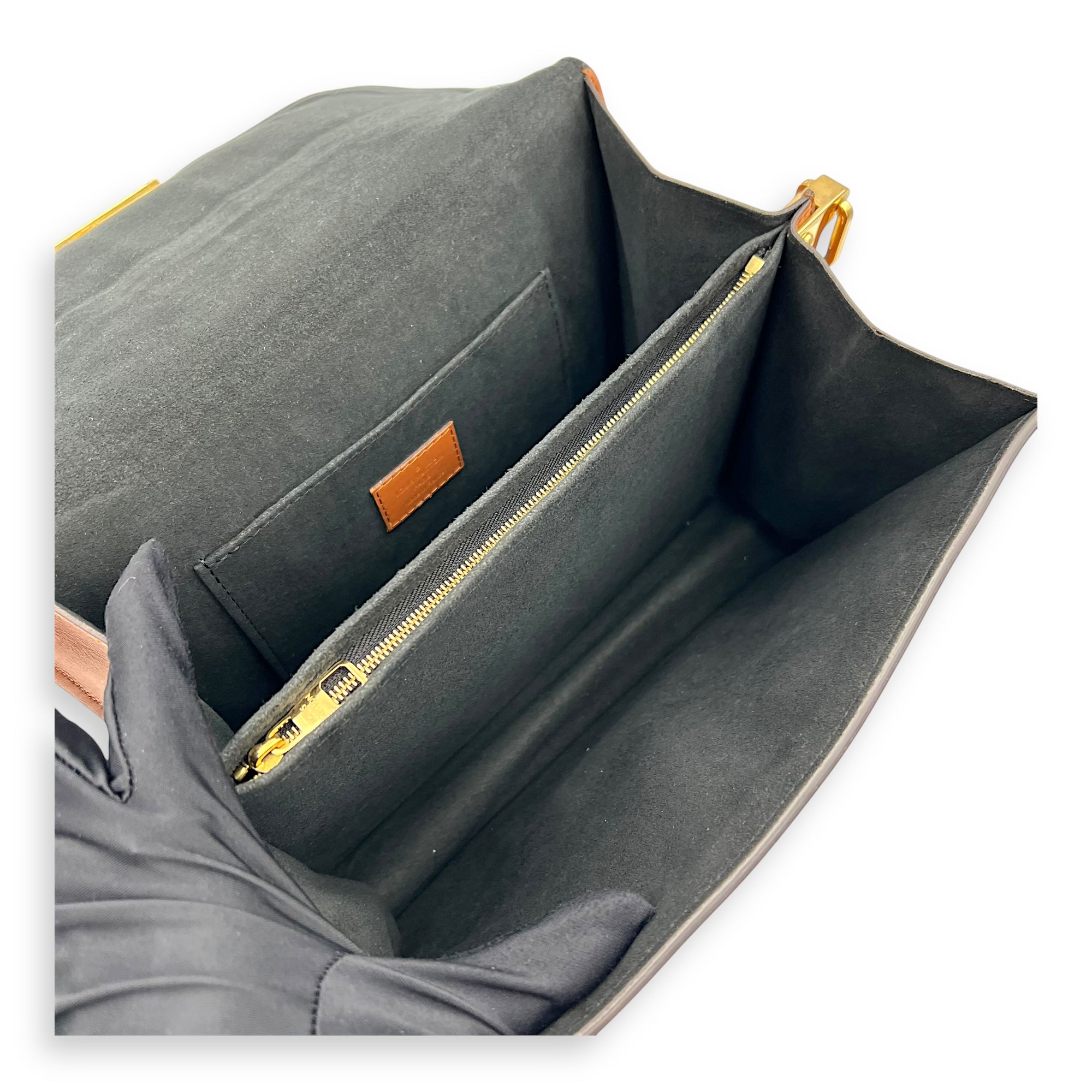 Dauphine MM Brown Shoulder Bag in Monogram Coated Canvas, Gold hardware - Image 9